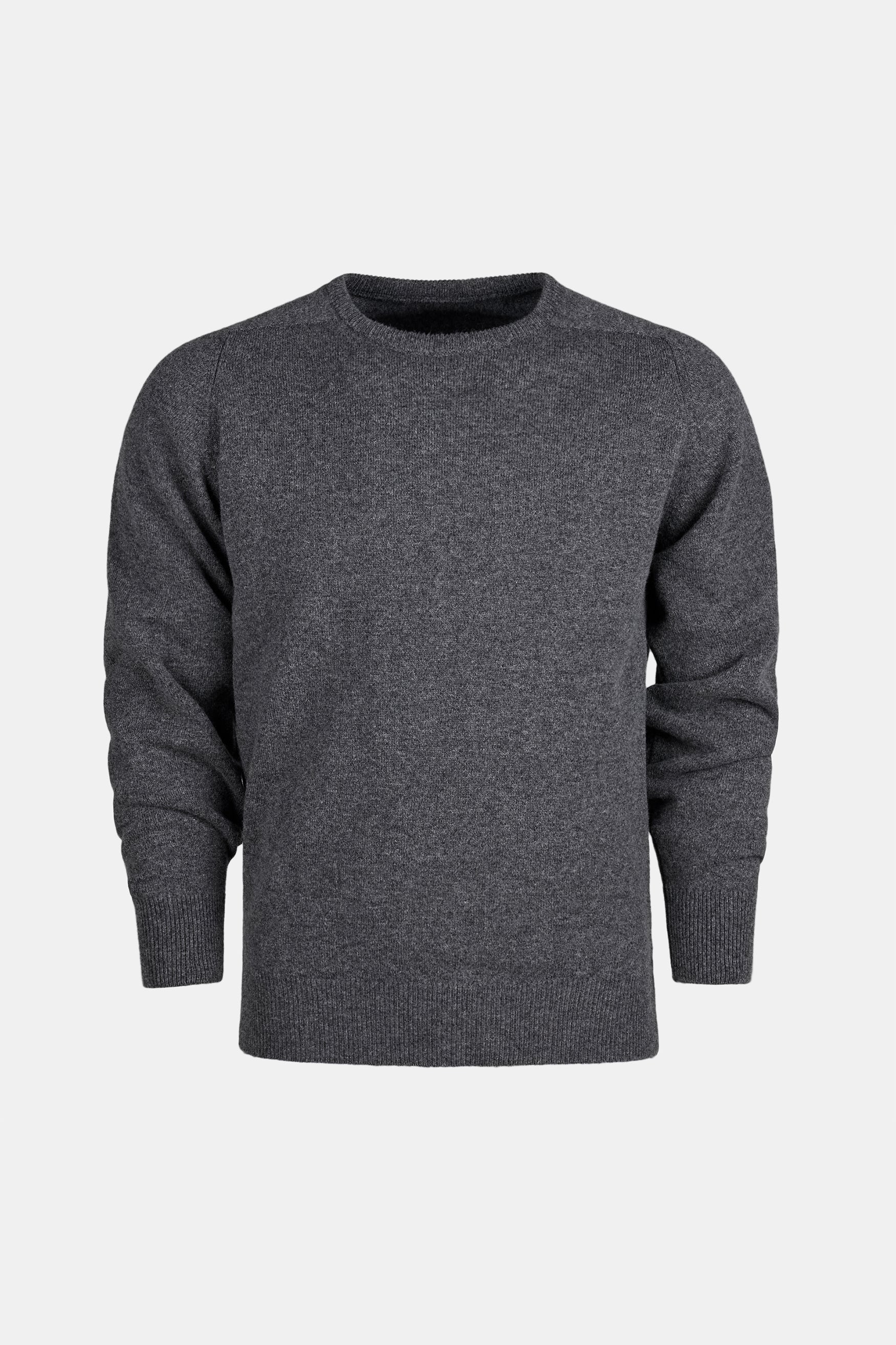 Men's Lambswool Saddle Shoulder Crew Neck - Grey - Image 6