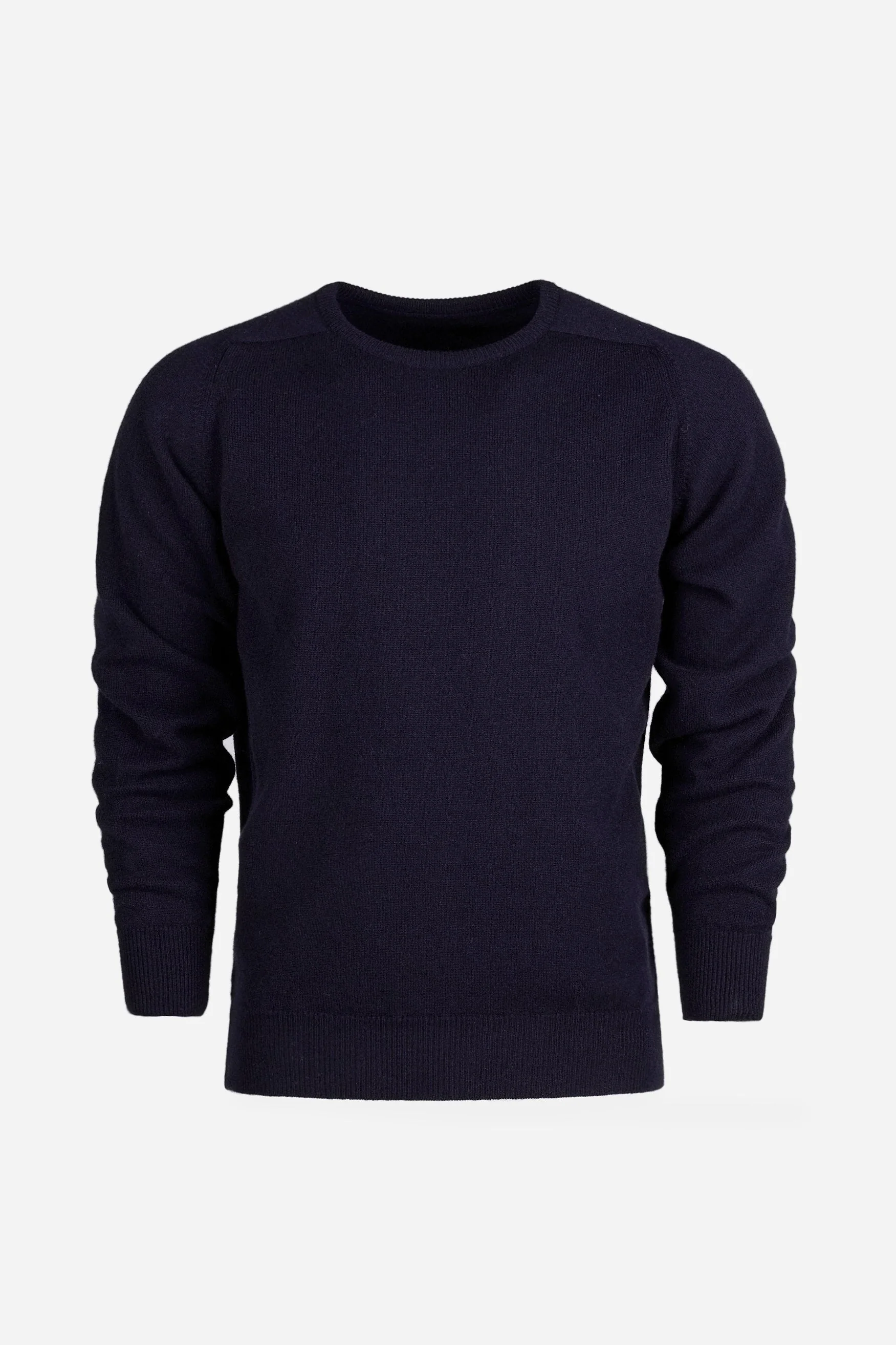 Men's Lambswool Saddle Shoulder Crew Neck - Navy - Image 5