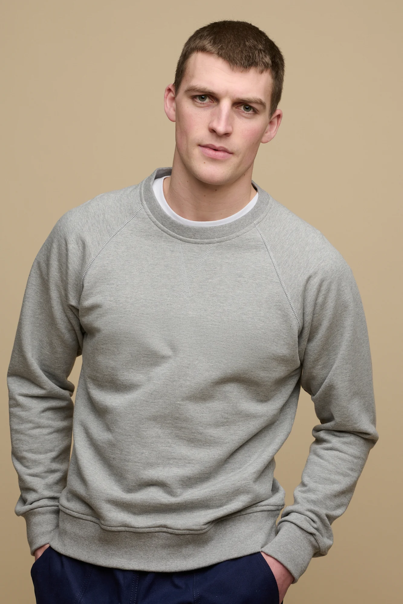 Men's Long Fit Raglan Sweatshirt PF -Grey Marl