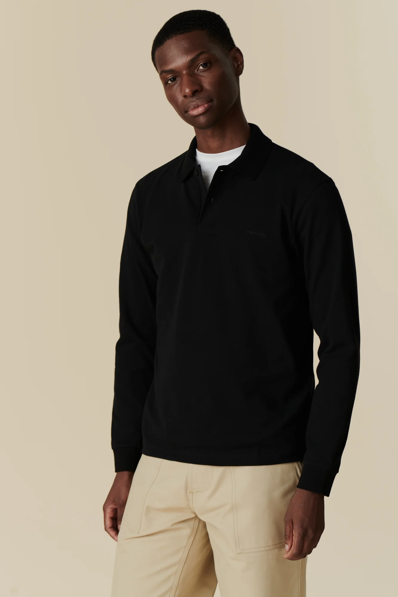 Men's Long Sleeve Polo Shirt - Black - Image 4