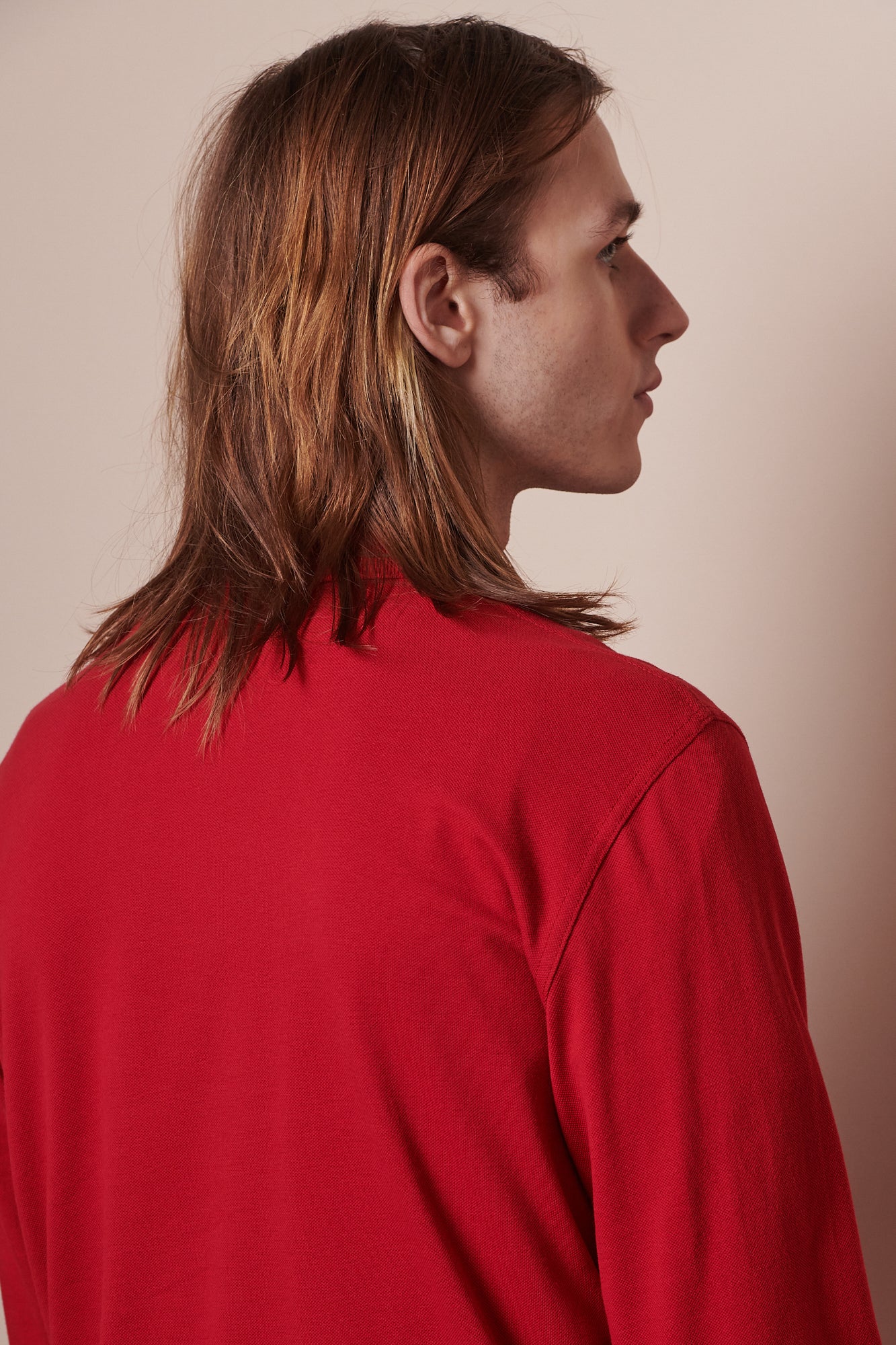 Men's Long Sleeve Polo Shirt - Crimson - Image 4