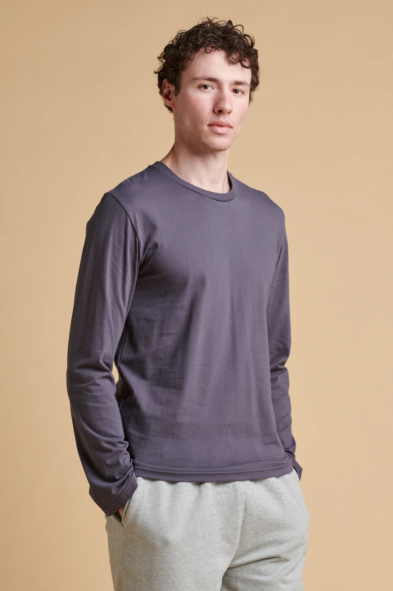 Men's Long Sleeve T Shirt - Slate Grey