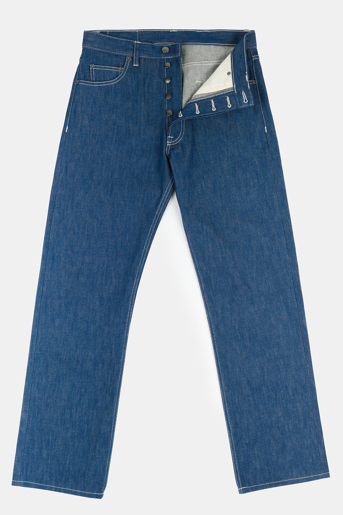 Men's Arran Loose Fit Button Fly Denim Jean - Blue - Image 4