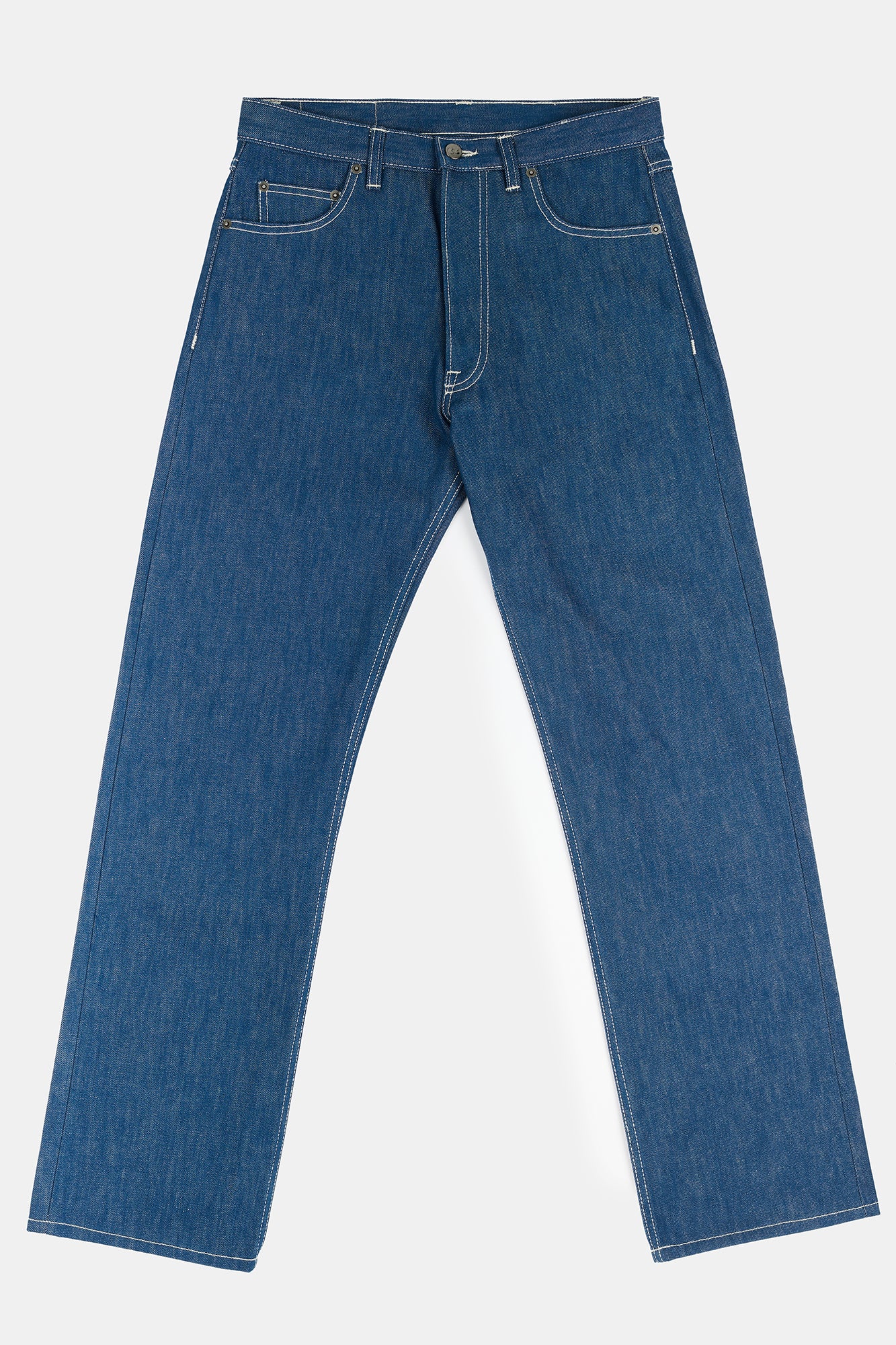Men's Arran Loose Fit Button Fly Denim Jean - Blue - Image 5