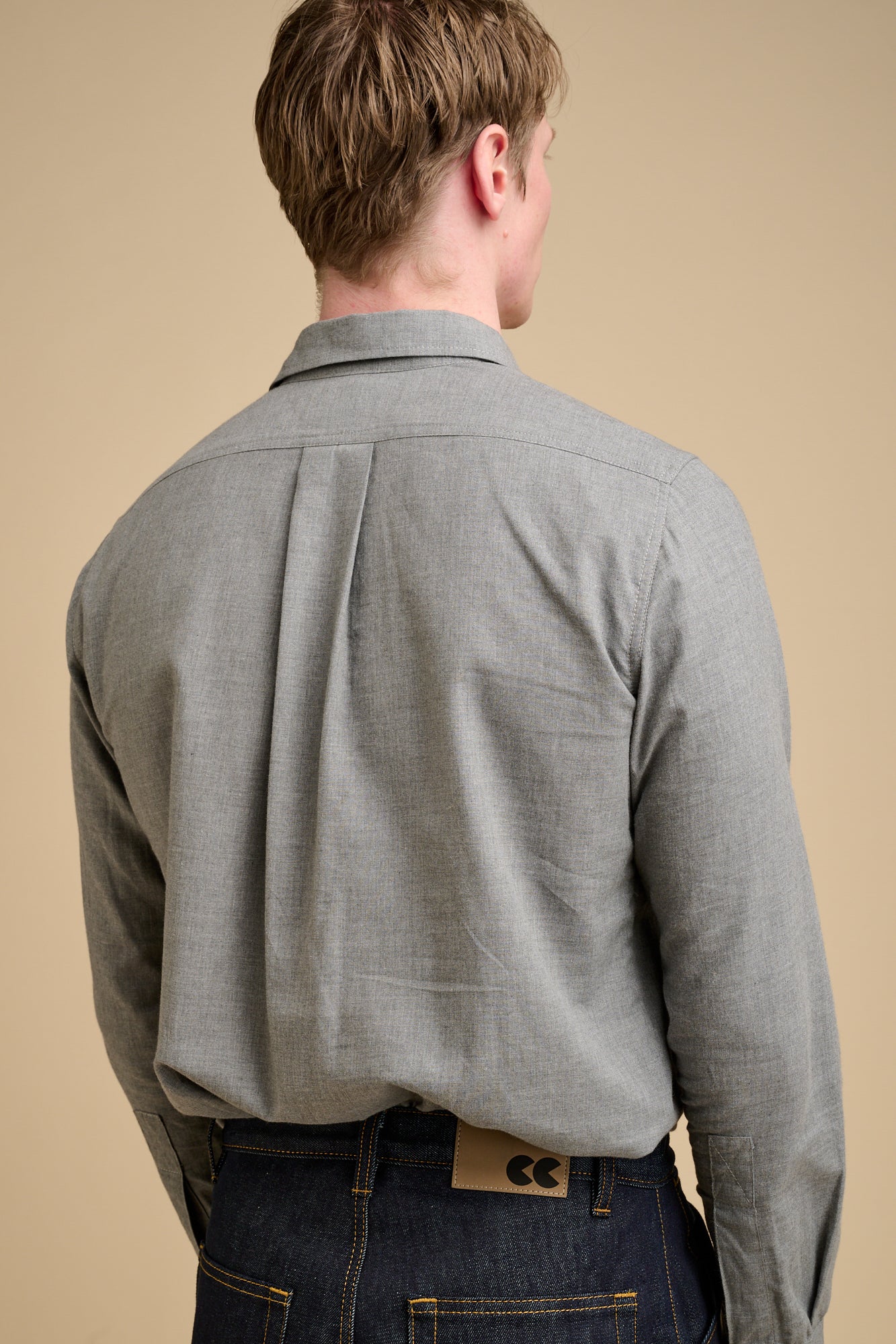 Mens Oli Half Placket Brushed Ctn Shirt - Grey - Image 6