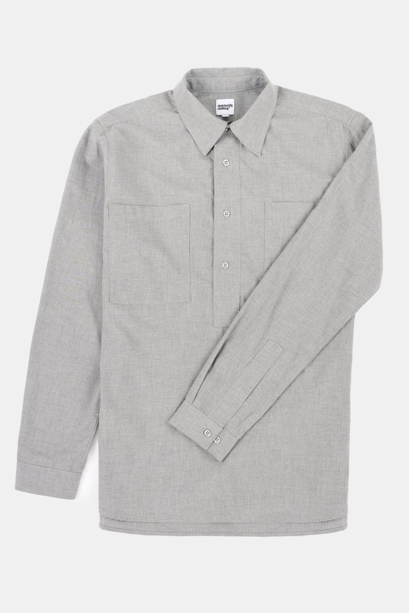 Mens Oli Half Placket Brushed Ctn Shirt - Grey - Image 7