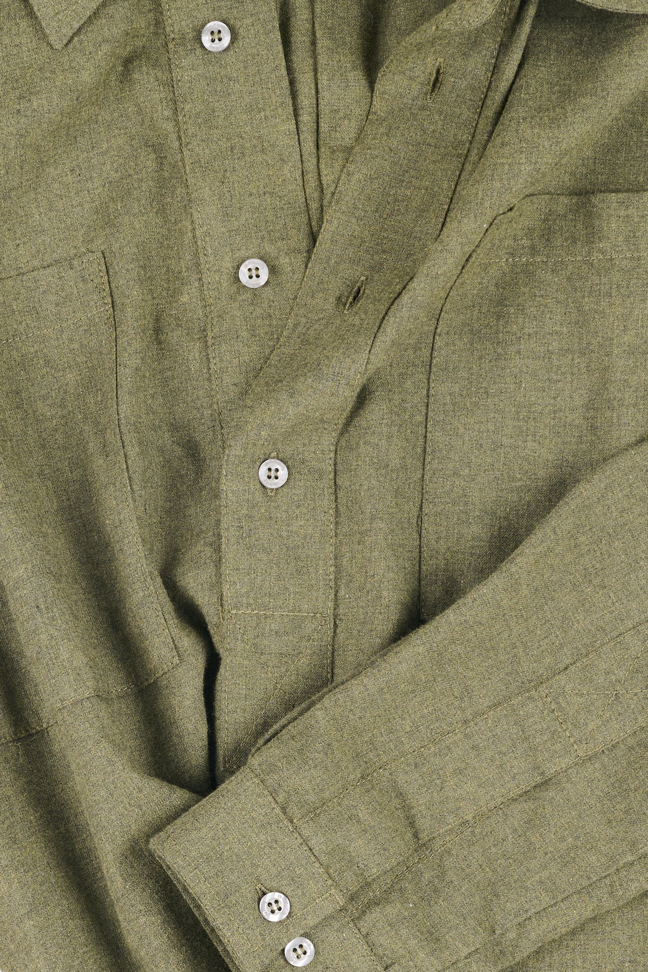 Mens Oli Half Placket Brushed Ctn Shirt - Olive - Image 6