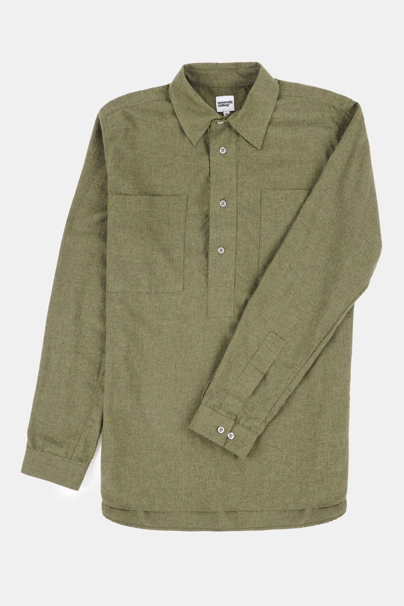 Mens Oli Half Placket Brushed Ctn Shirt - Olive - Image 7