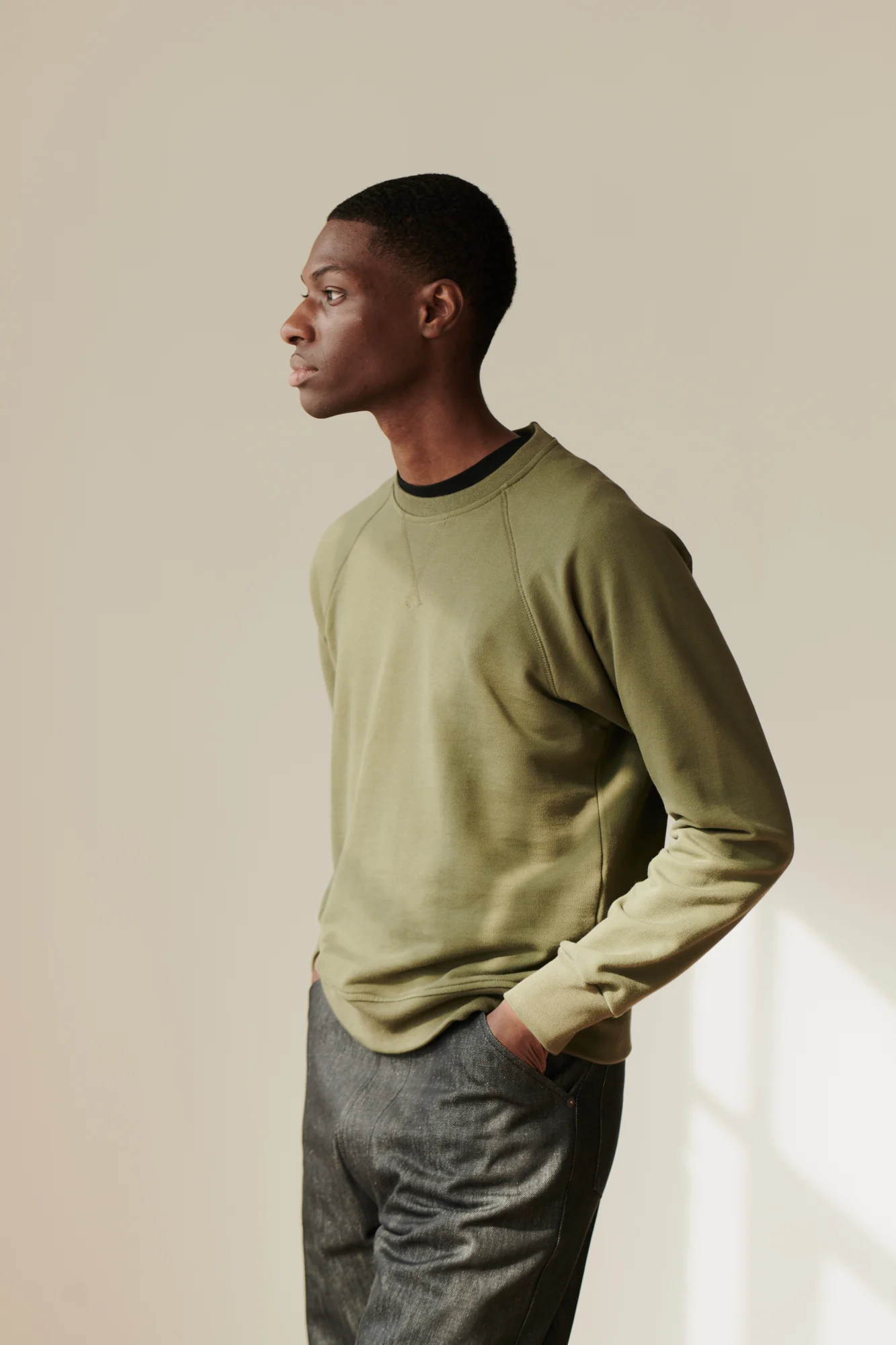 Men's Raglan Sweatshirt - Olive - Image 3