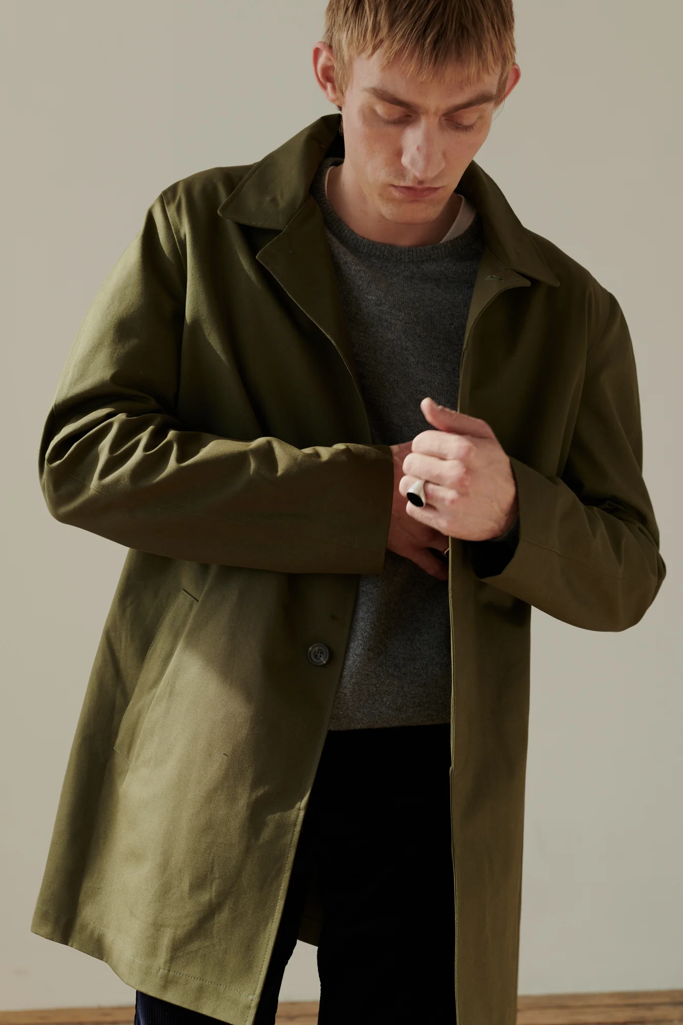 Men's Raincoat - Olive - Image 3