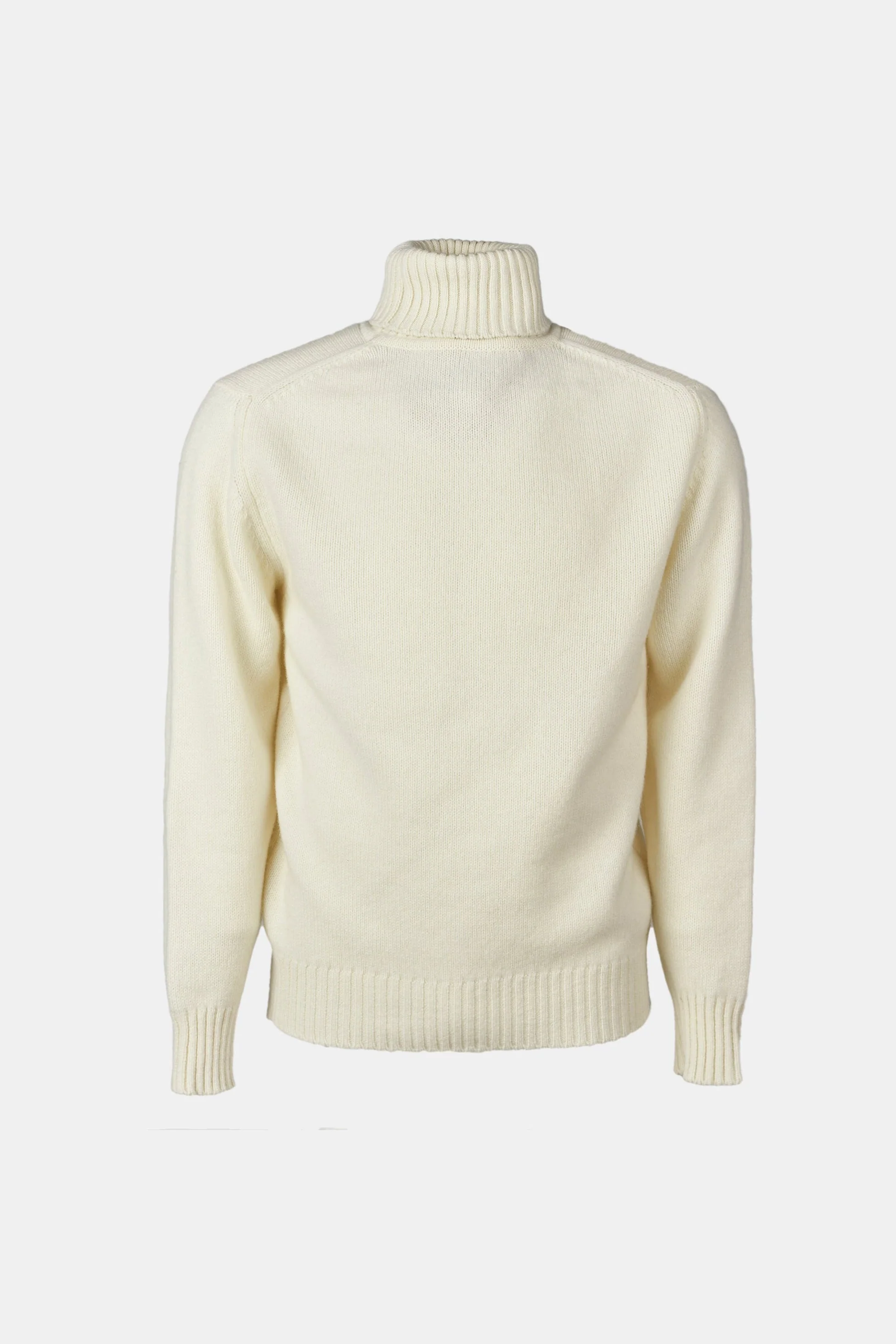 Men's Lambswool Roll Neck Jumper - Ecru - Image 8