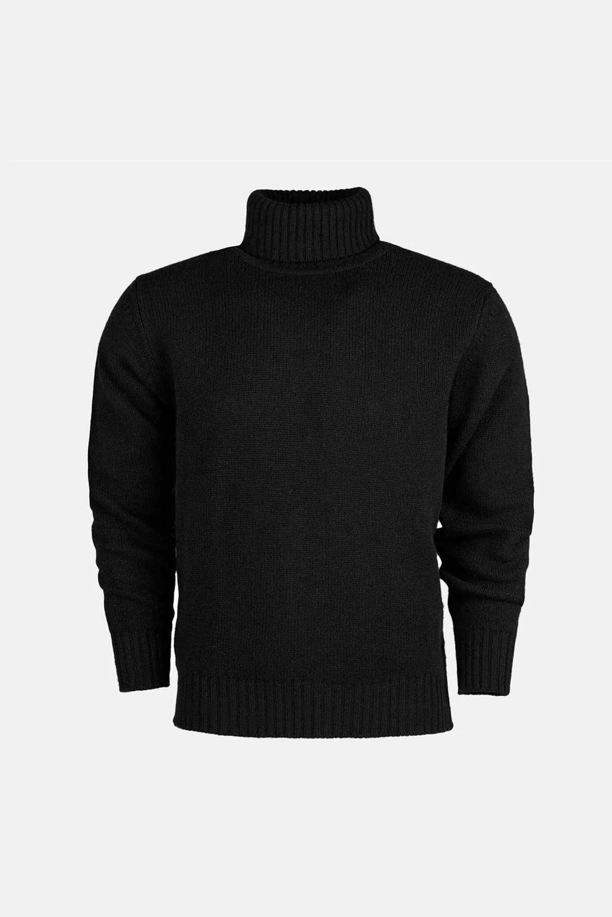 Men's Lambswool Roll Neck Jumper - Black - Image 6
