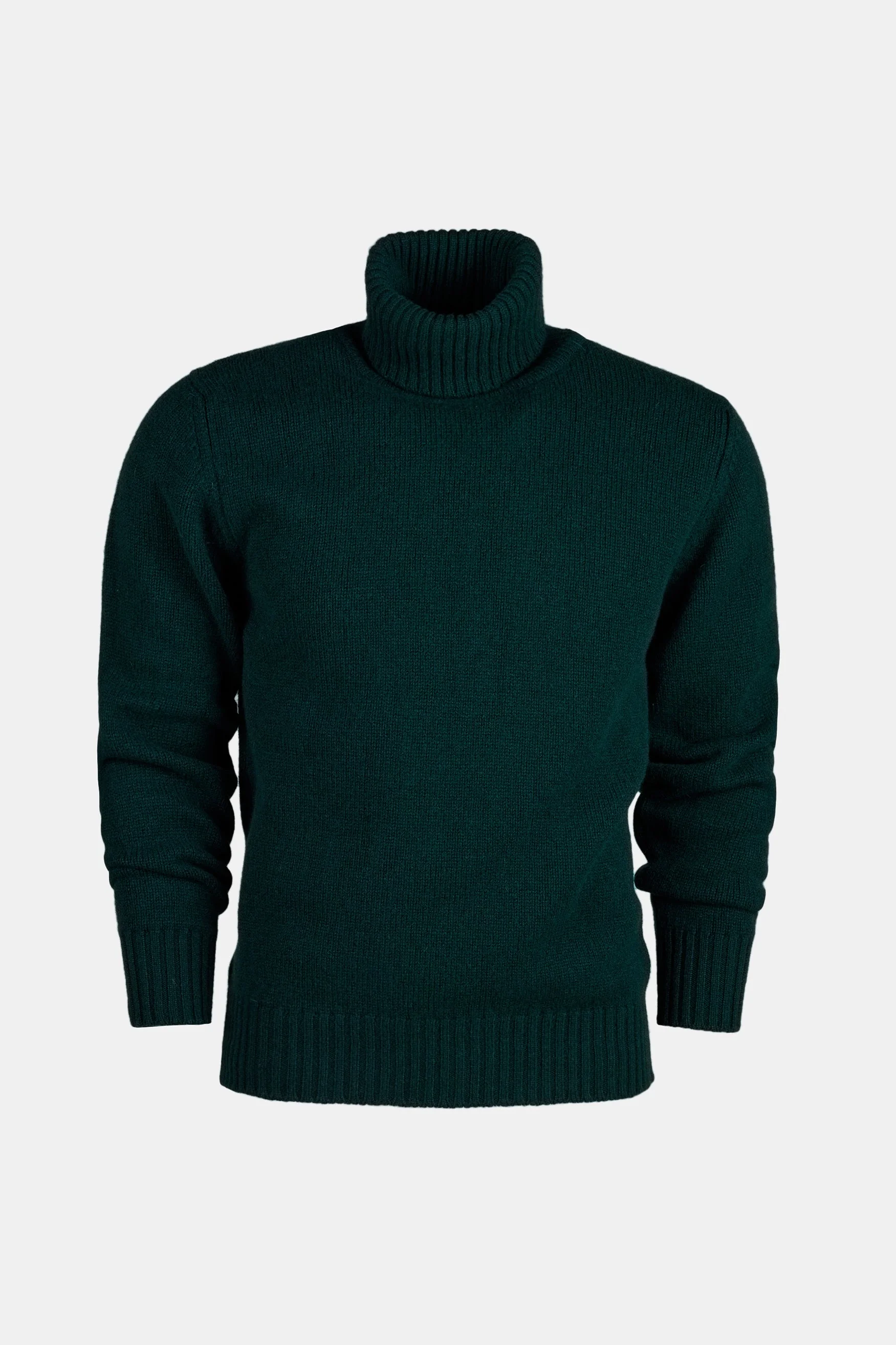 Men's Lambswool Roll Neck Jumper - Bottle Green - Image 3