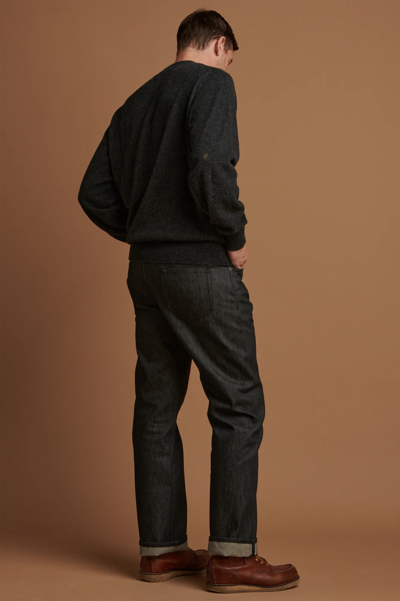 Men's Selvedge Loose Fit Button Fly Arran Jean-Blk - Image 3