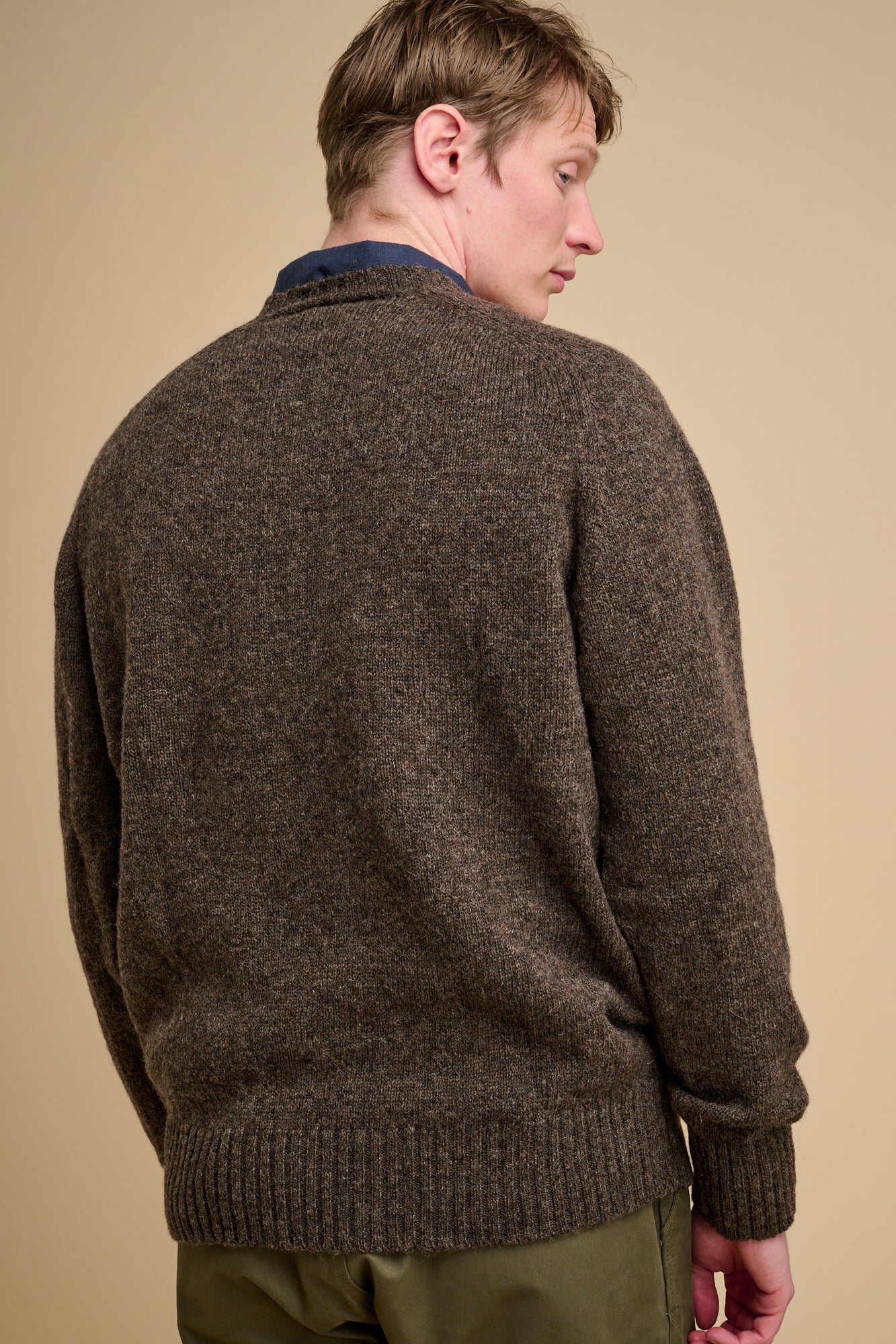 Men's Shetland Jumper - Brown - Image 3