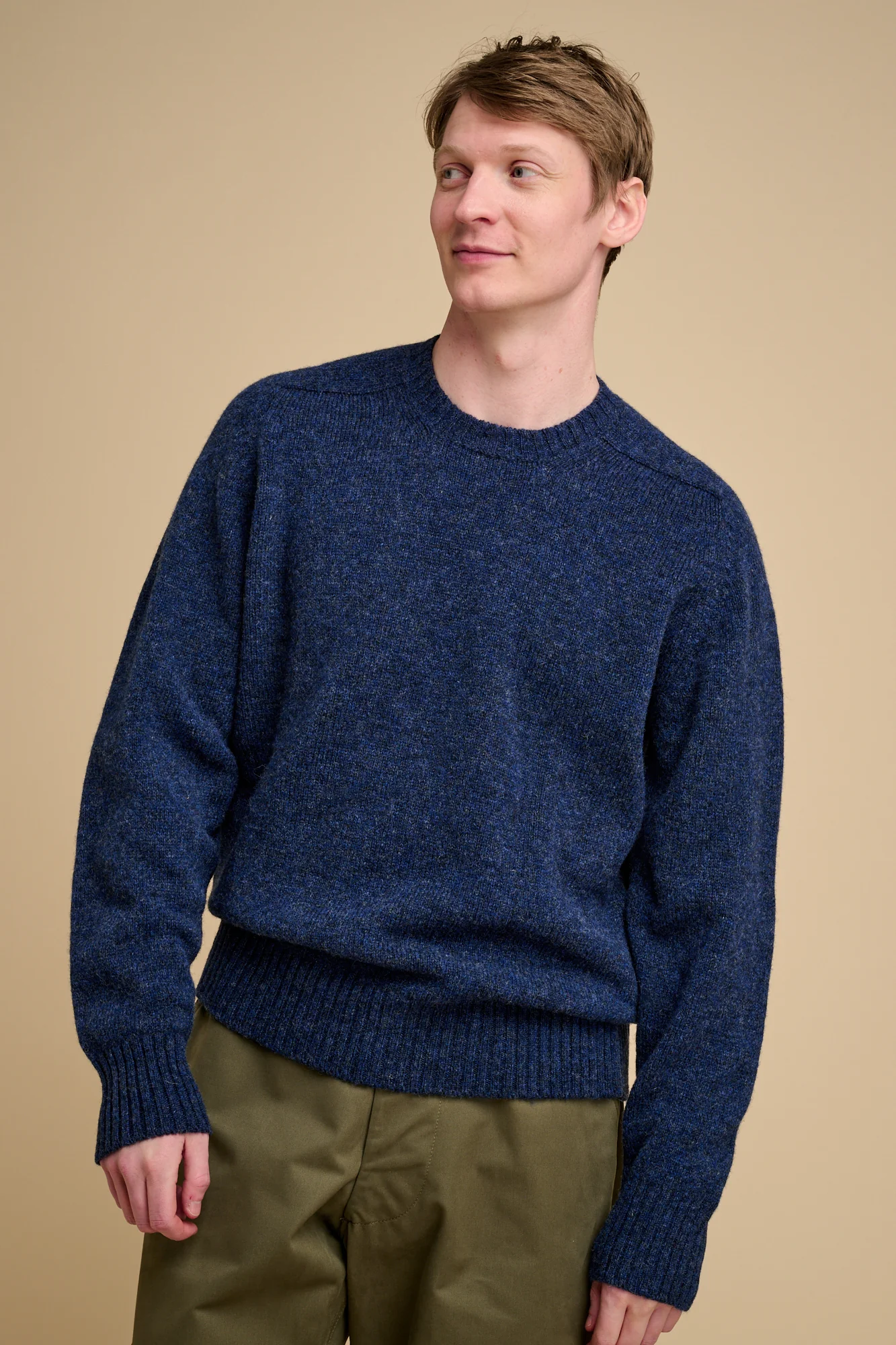Men's Shetland Jumper - Denim Dark - Image 2