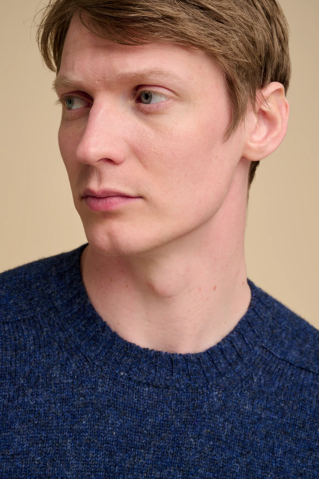Men's Shetland Jumper - Denim Dark - Image 4