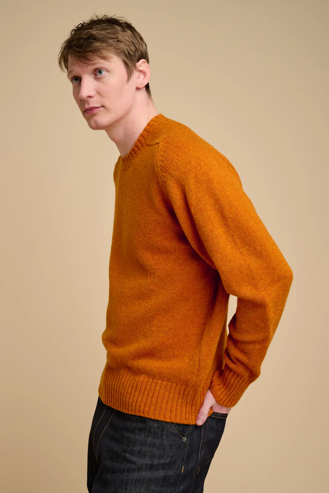 Men's Shetland Jumper - Rust - Image 2