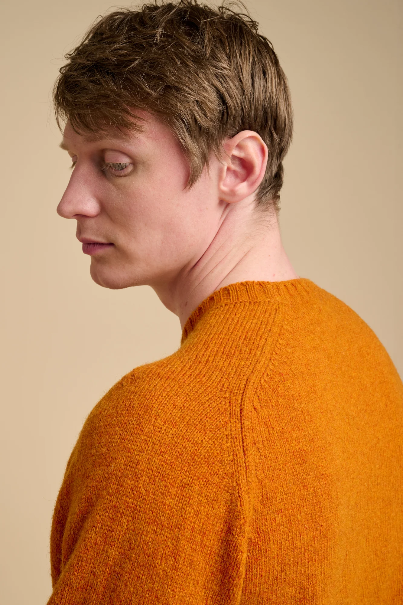 Men's Shetland Jumper - Rust - Image 3