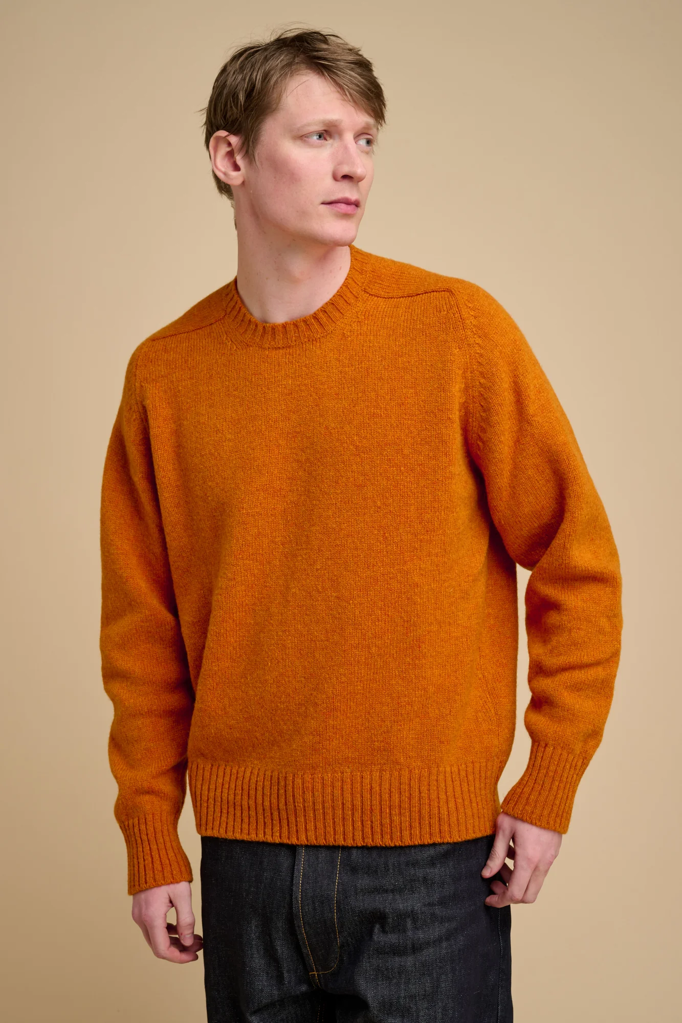 Men's Shetland Jumper - Rust - Image 4