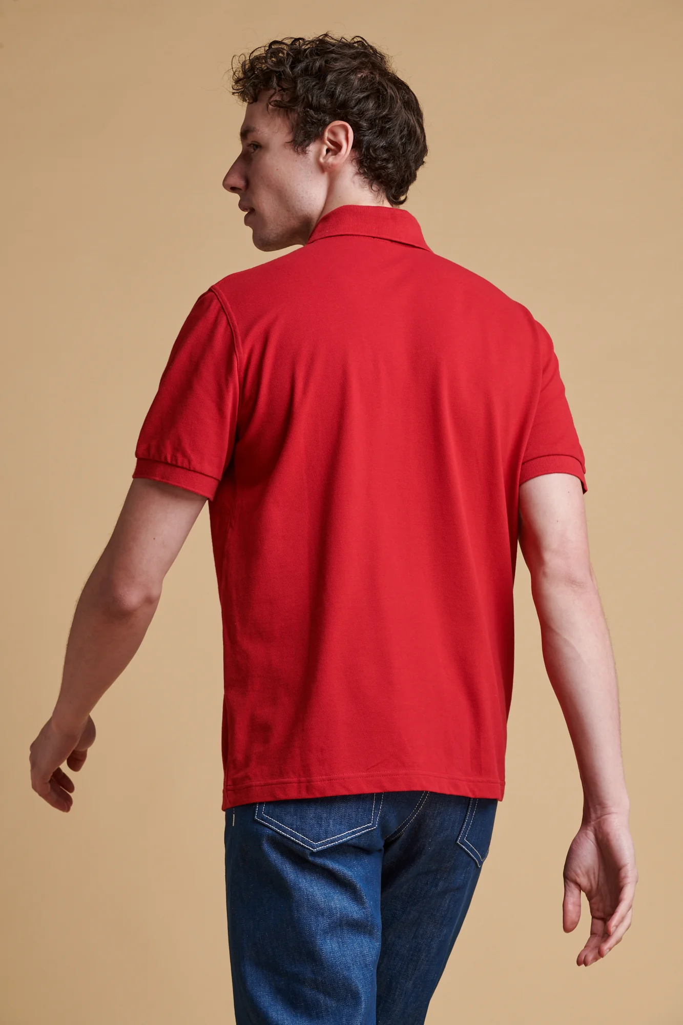 Men's Short Sleeve Polo Shirt - Crimson - Image 3