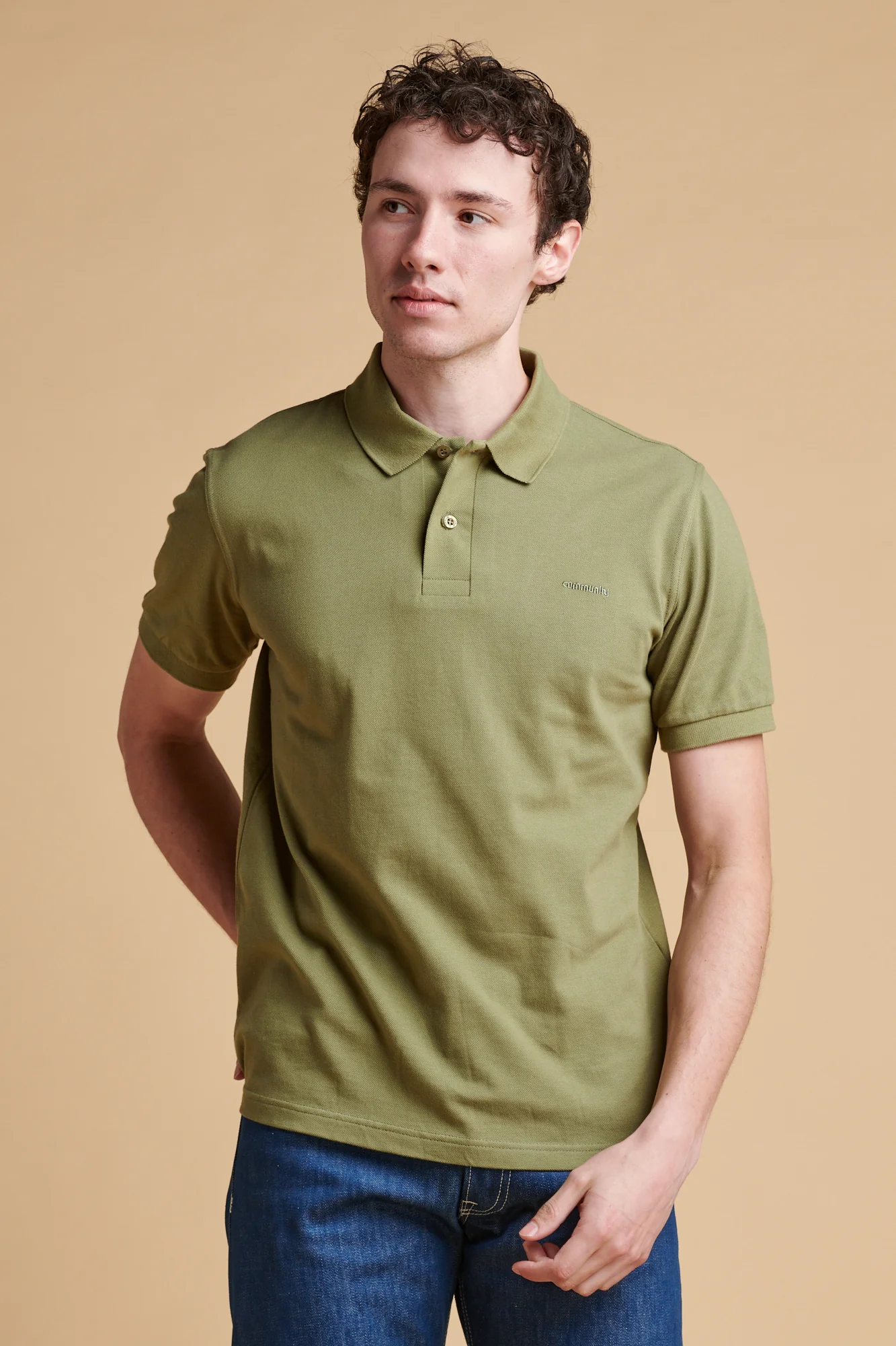 Men's Short Sleeve Polo Shirt - Light Olive