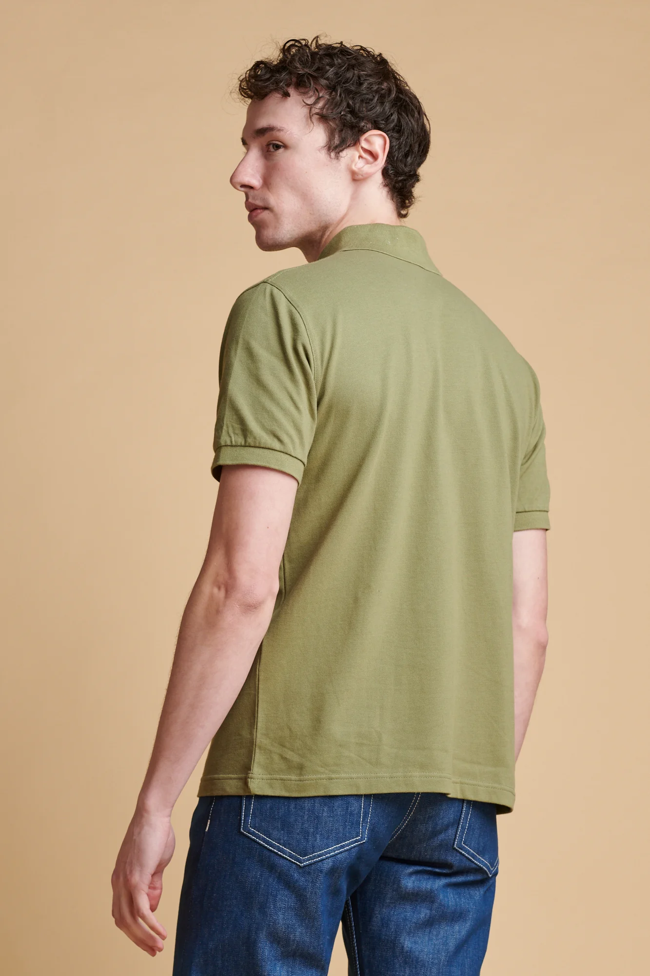 Men's Short Sleeve Polo Shirt - Light Olive - Image 2