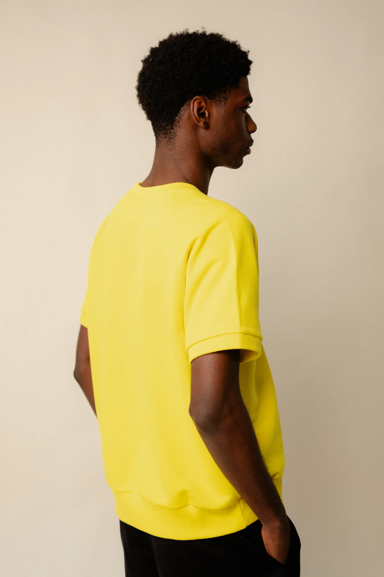 Men's Short Sleeve Raglan Training Top Plastic Free - Canary Yellow - Image 3