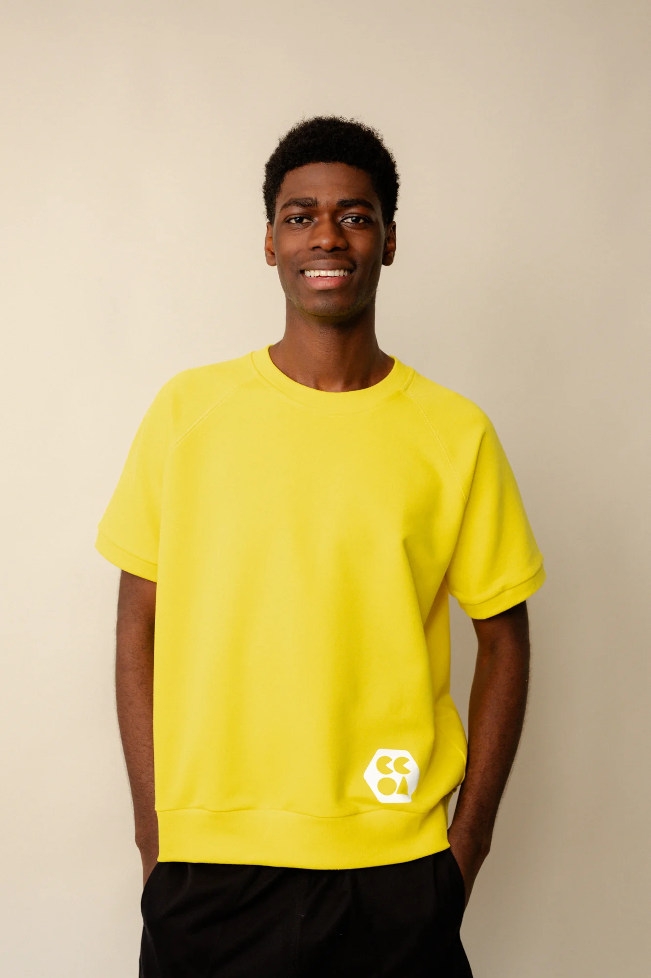 Men's Short Sleeve Raglan Training Top Plastic Free - Canary Yellow - Image 4