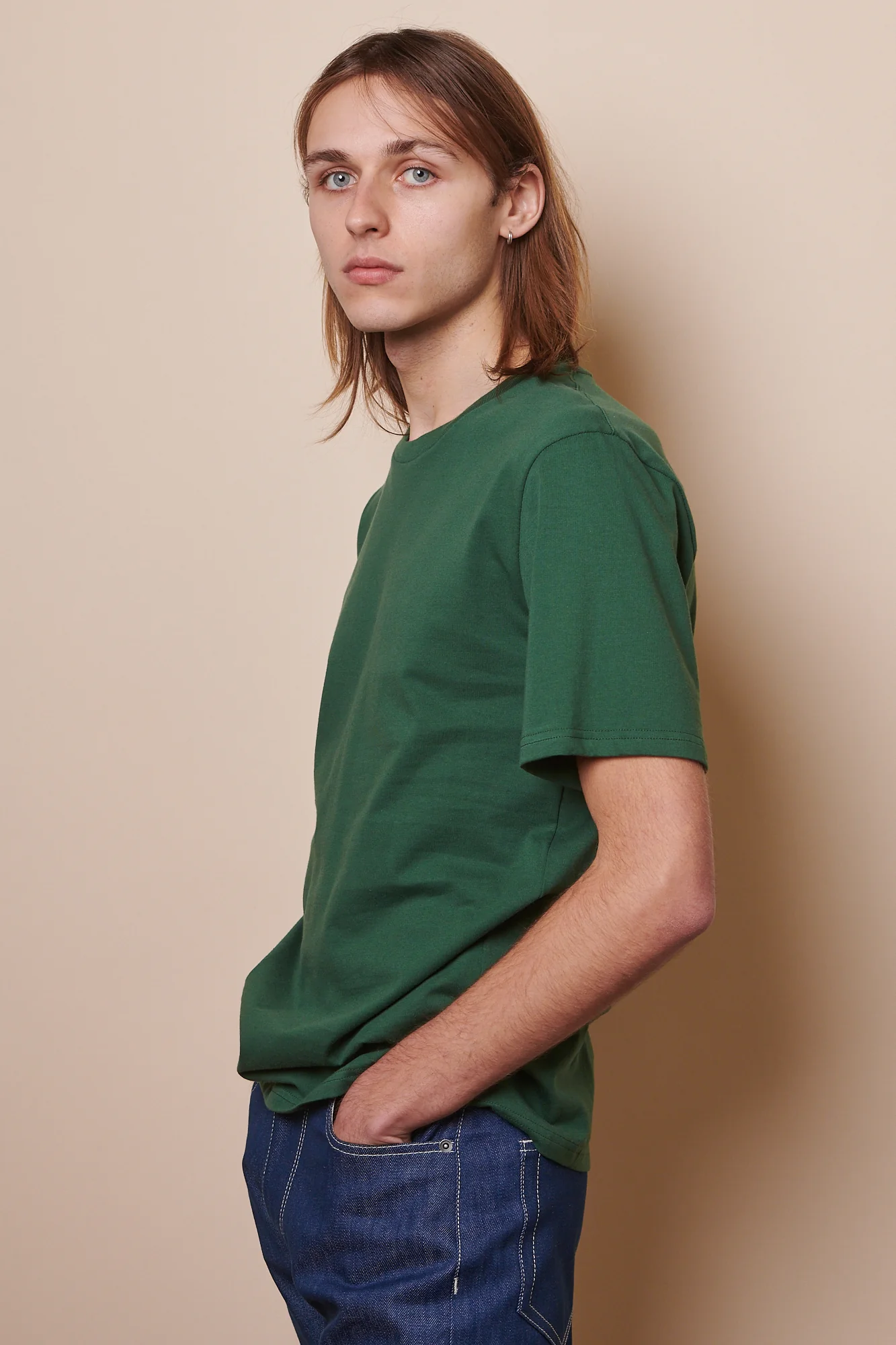 Men's Short Sleeve T Shirt Bottle Green - Image 3
