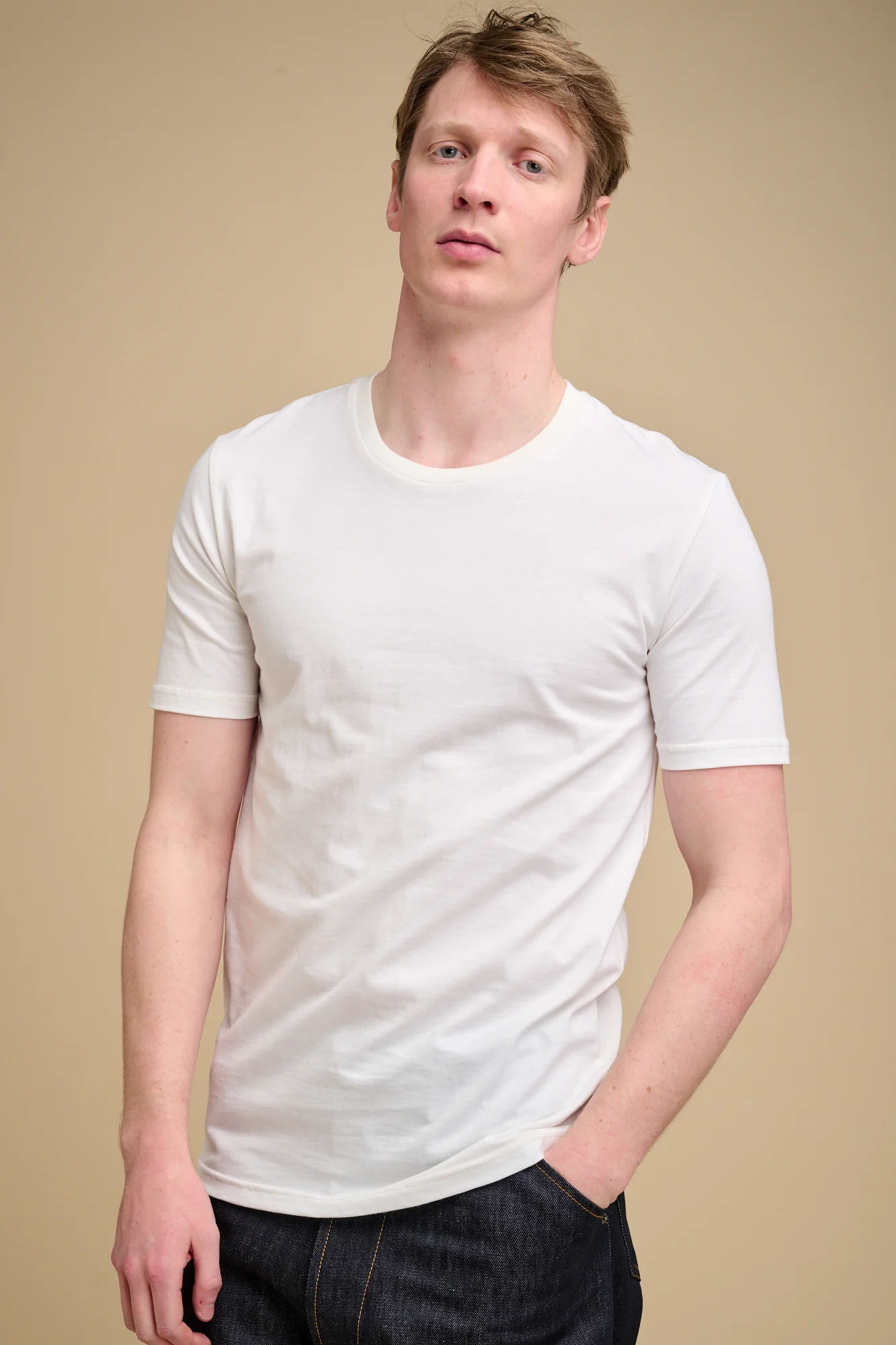 Mens Short Sleeve T Shirt Plastic Free - Bone