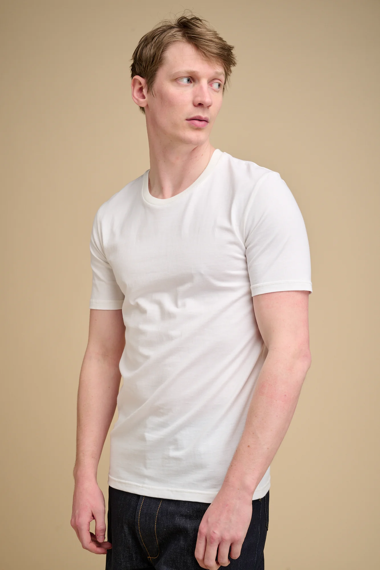 Mens Short Sleeve T Shirt Plastic Free - Bone - Image 3