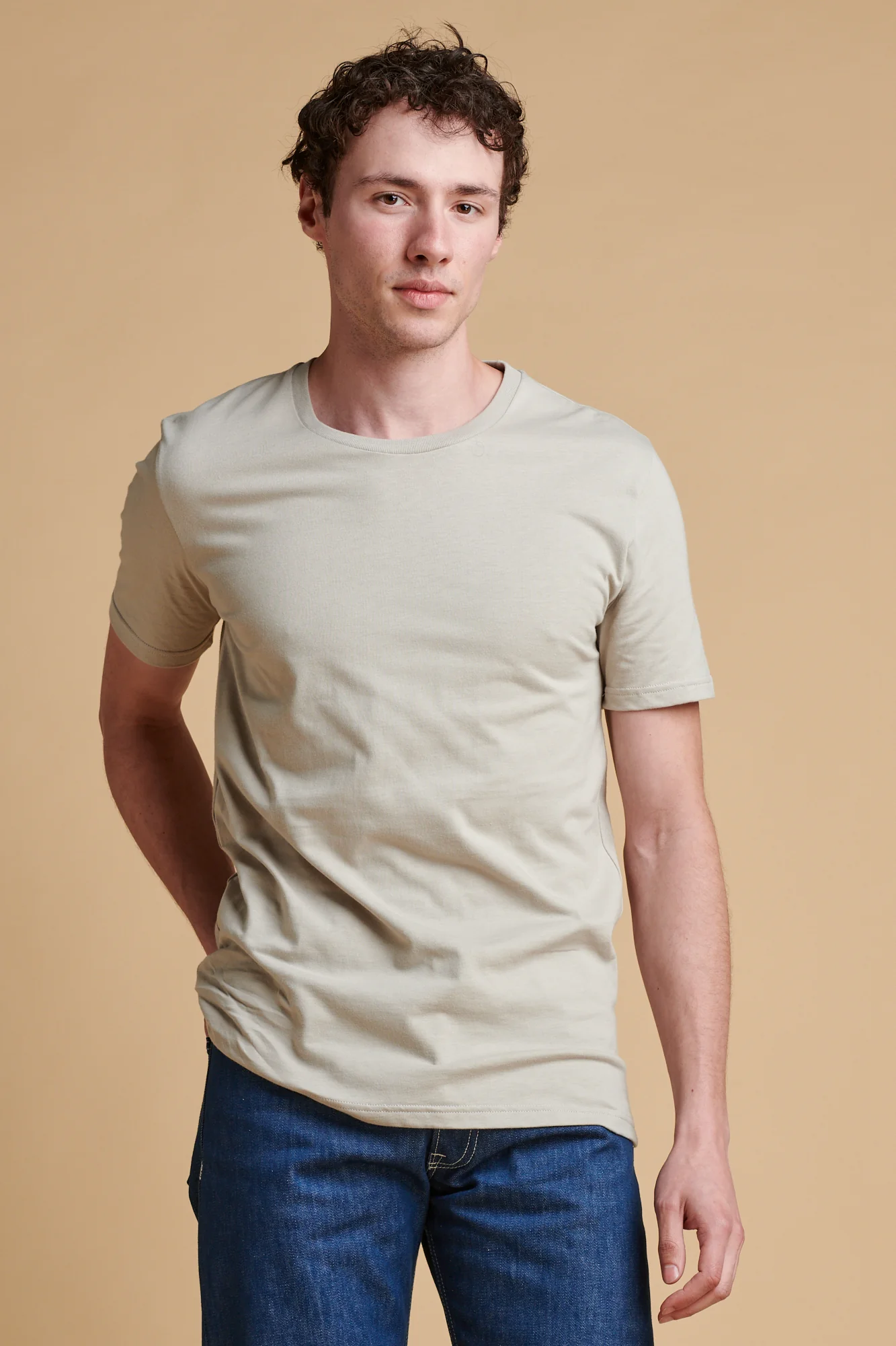 Mens Short Sleeve T Shirt - Stone