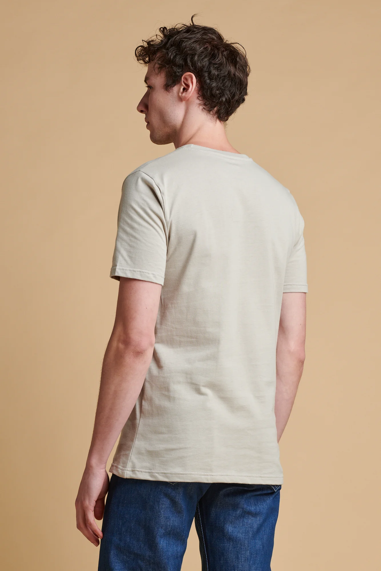 Mens Short Sleeve T Shirt - Stone - Image 2