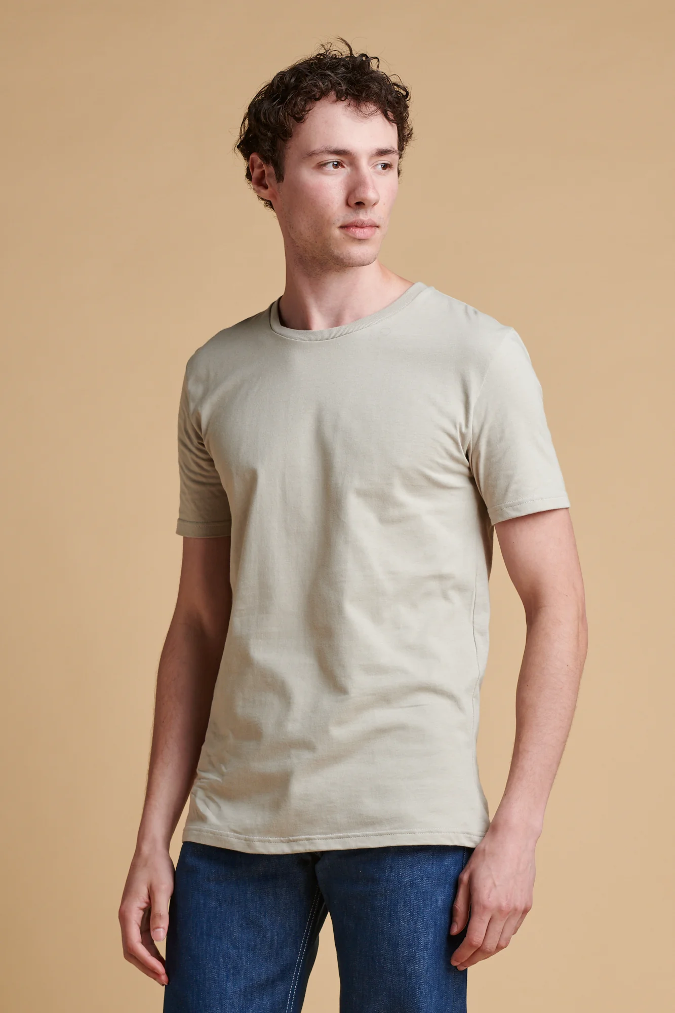 Mens Short Sleeve T Shirt - Stone - Image 3