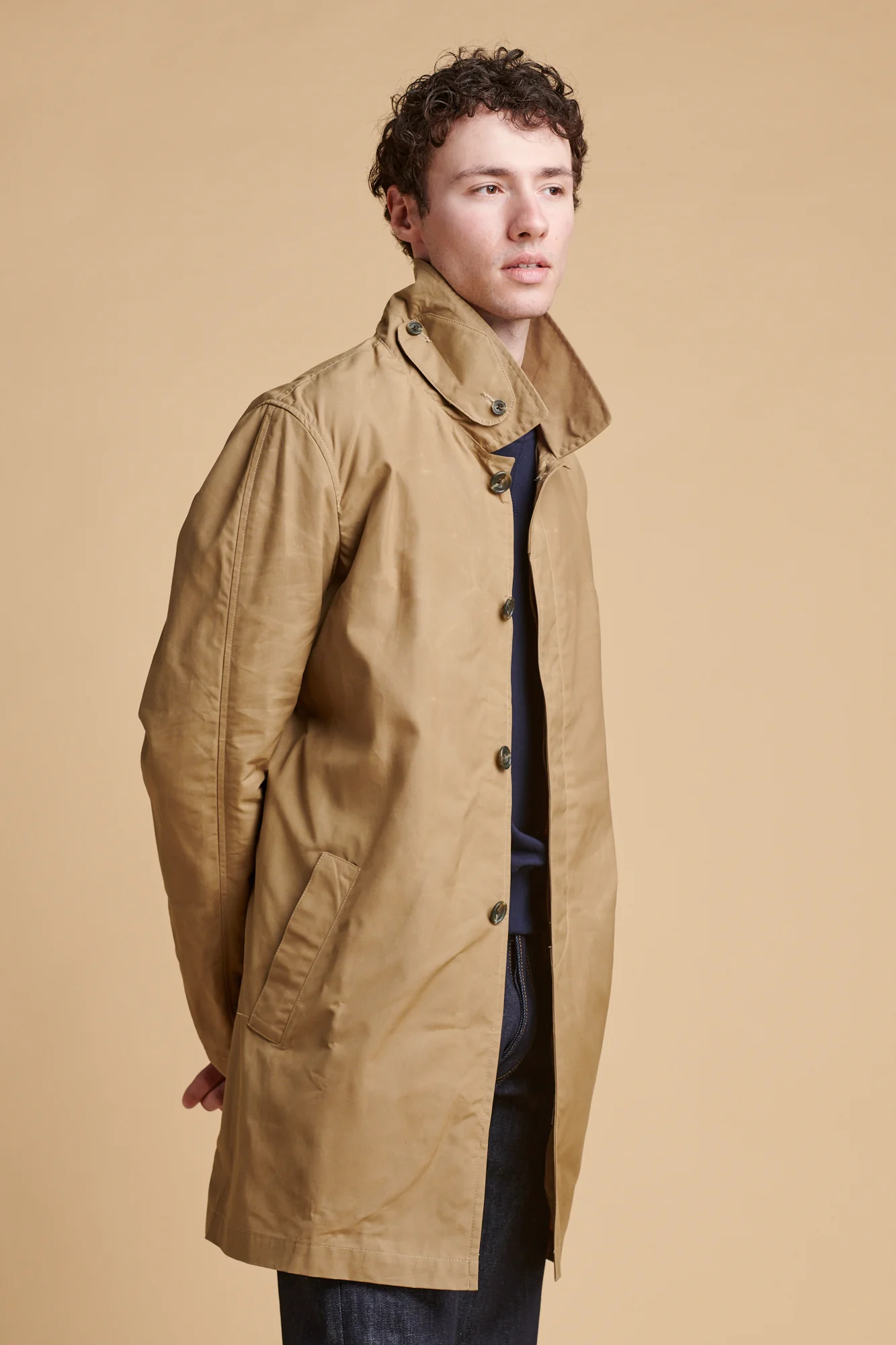 Men's Raincoat - Beige - Image 5