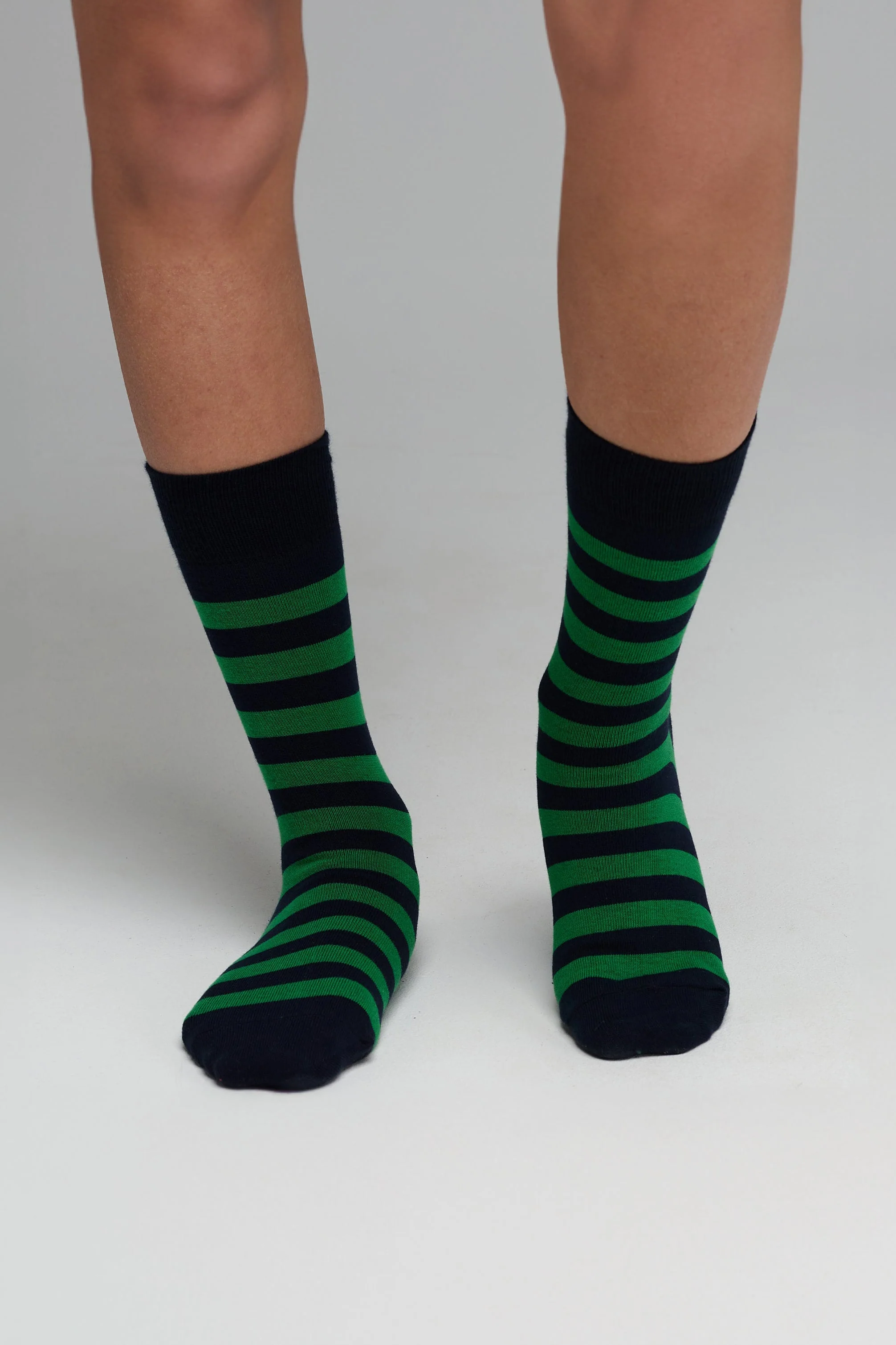 Mixed Everyday Cotton Sock Stripe 3 Pack - Green/Grey/Red - Image 3