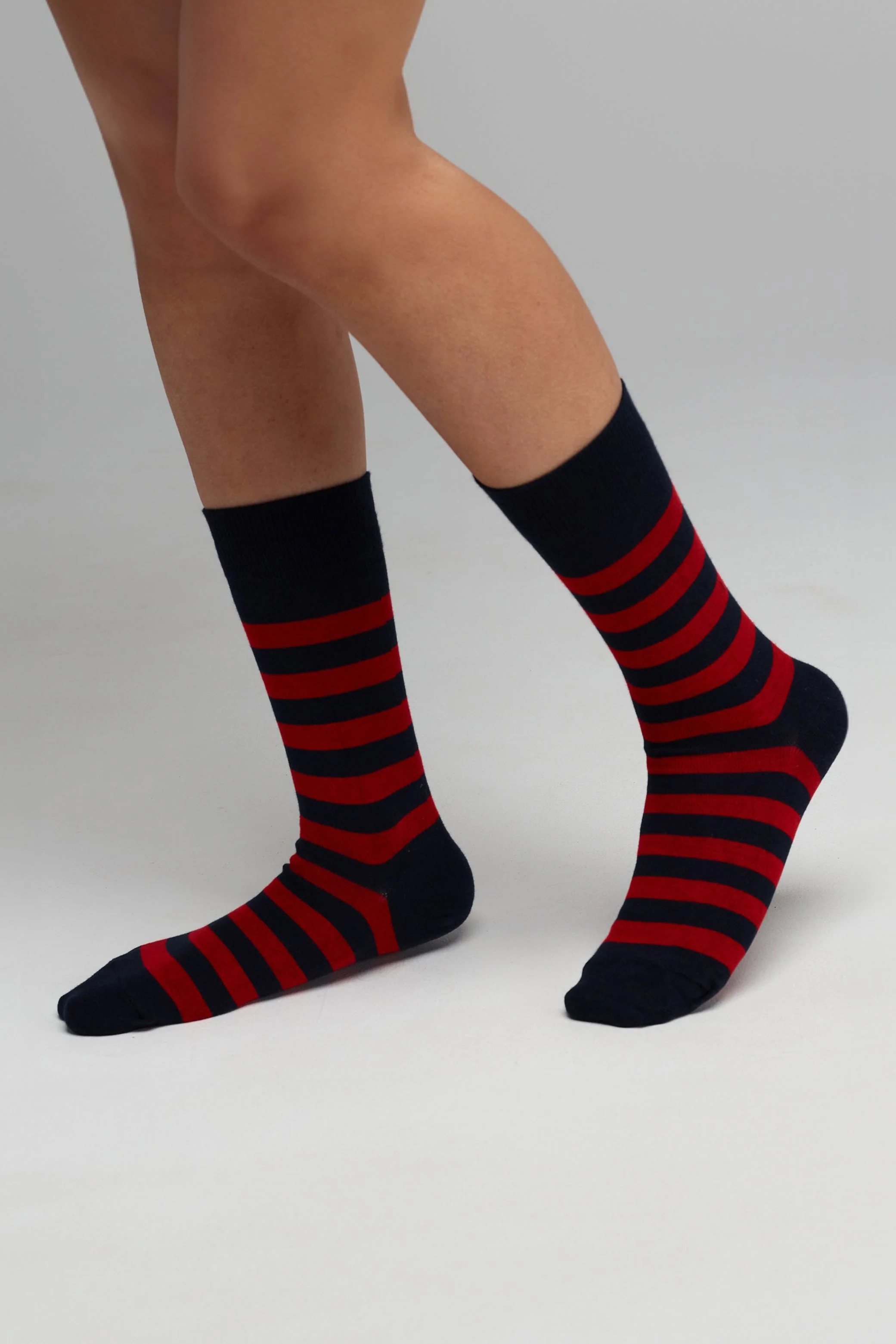 Mixed Everyday Cotton Sock Stripe 3 Pack - Green/Grey/Red - Image 4