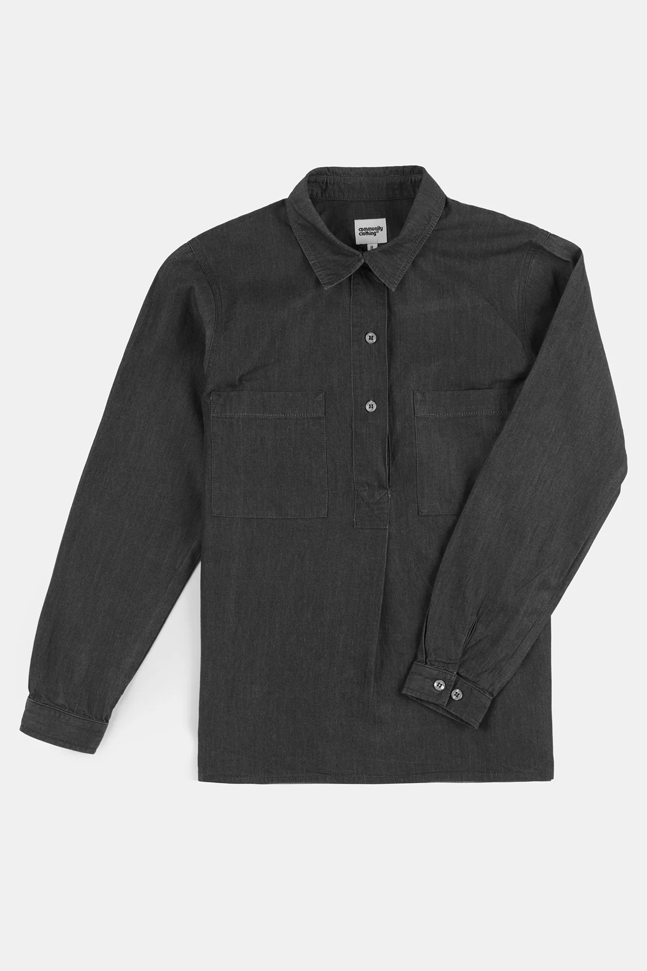Men's Oli Half Placket Lightweight Denim Shirt - Black - Image 5