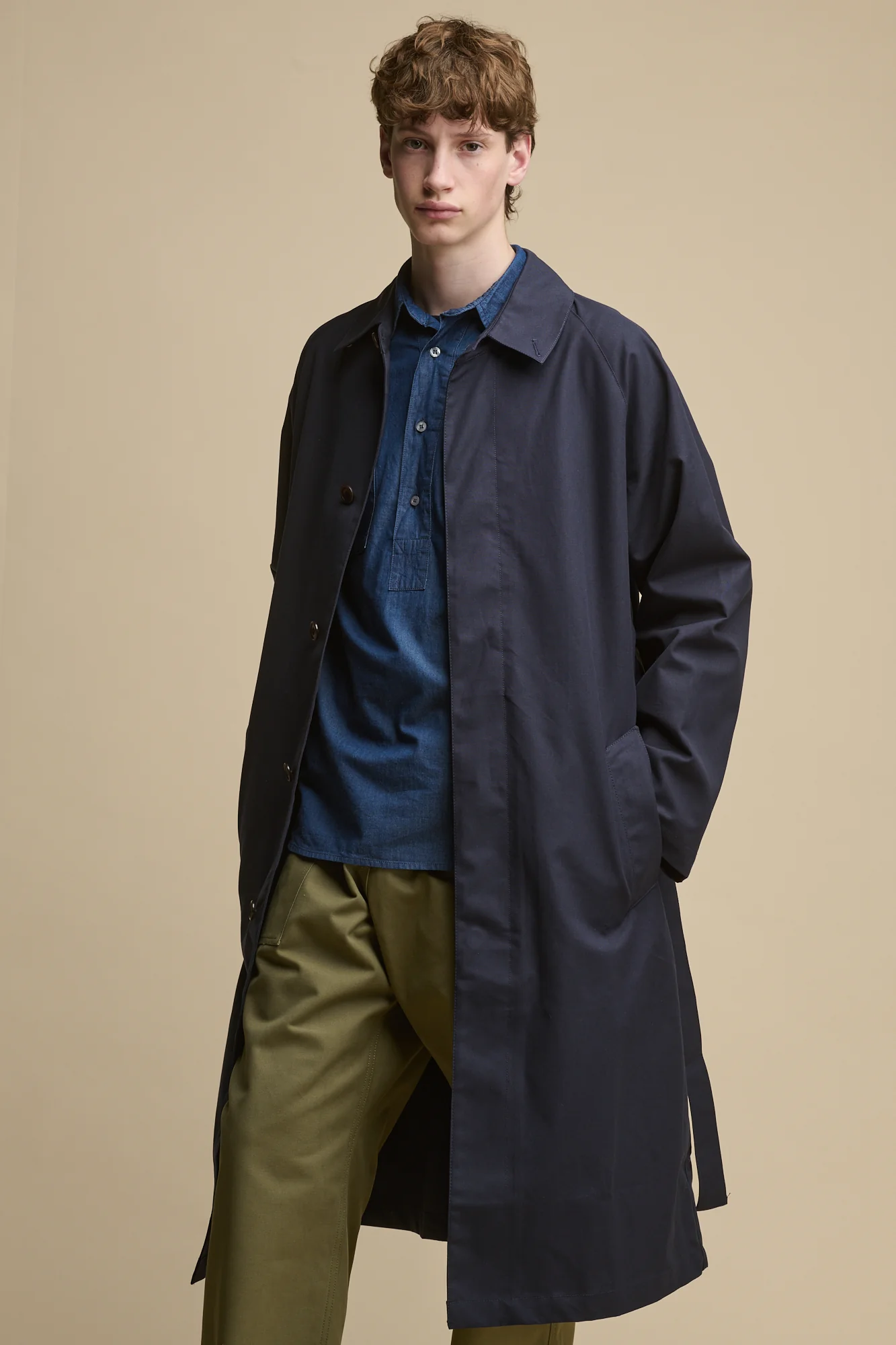 Men's Oli Half Placket Lightweight Denim Shirt - Indigo - Image 5