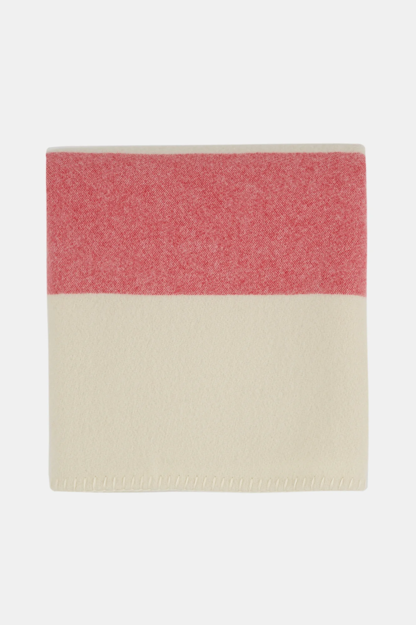 Pure Wool Striped Blanket - Ecru/Red/Navy - Image 4