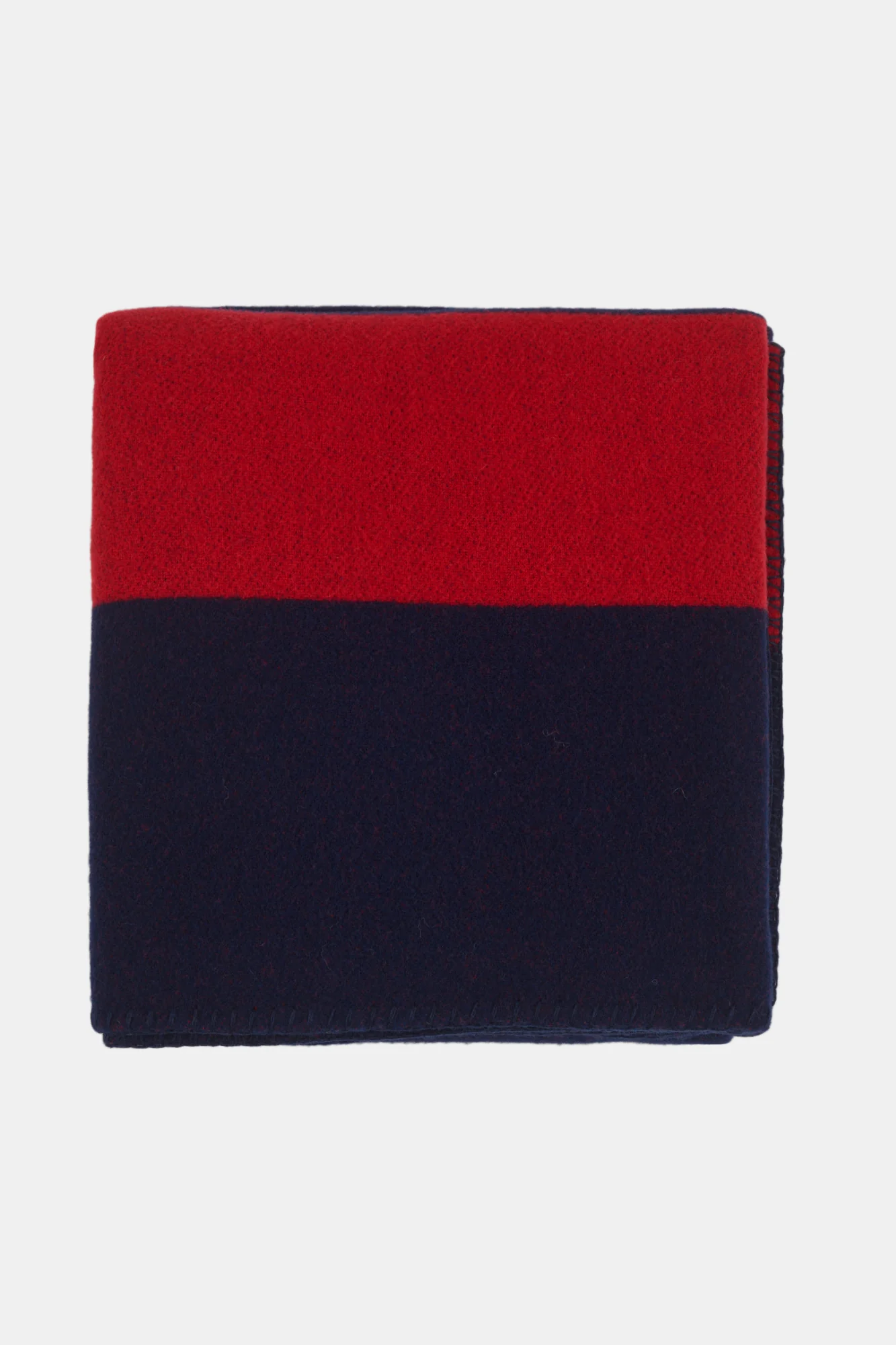 Pure Wool Striped Blanket - Navy/Red - Image 3
