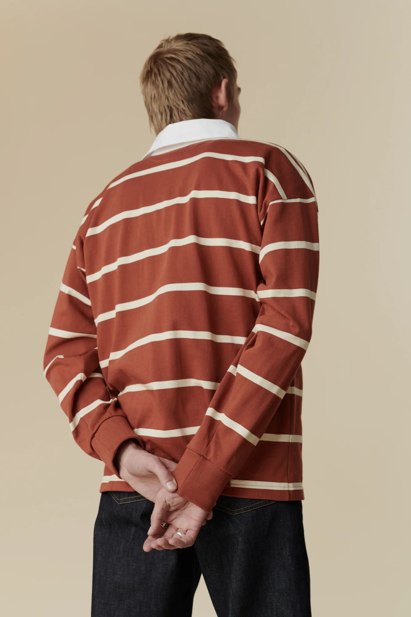 Striped Rugby Shirt - Cinnamon/Ecru - Image 3