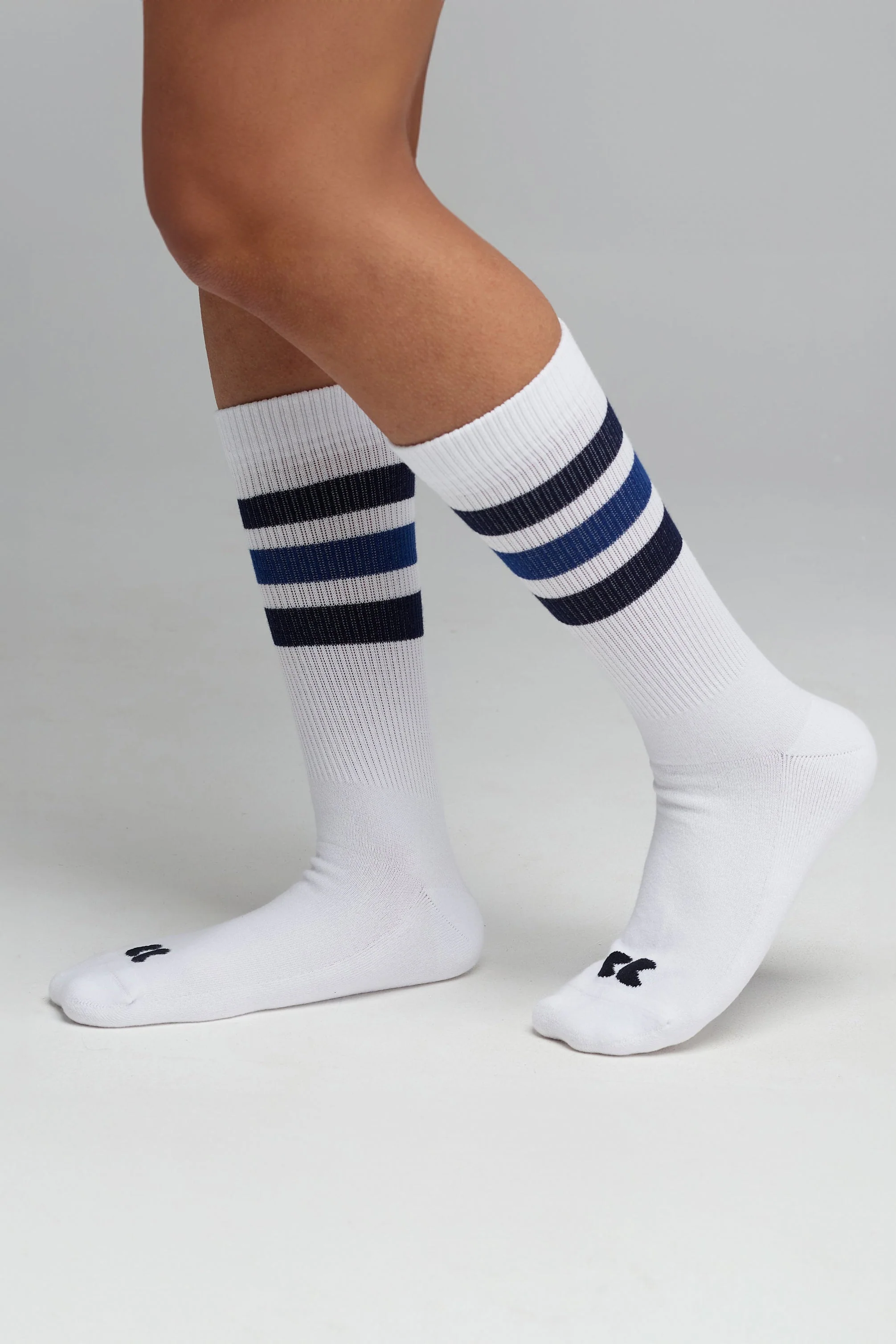 Sports Cotton Sock Calf 3 Pack - Blue Stripe - Image 3