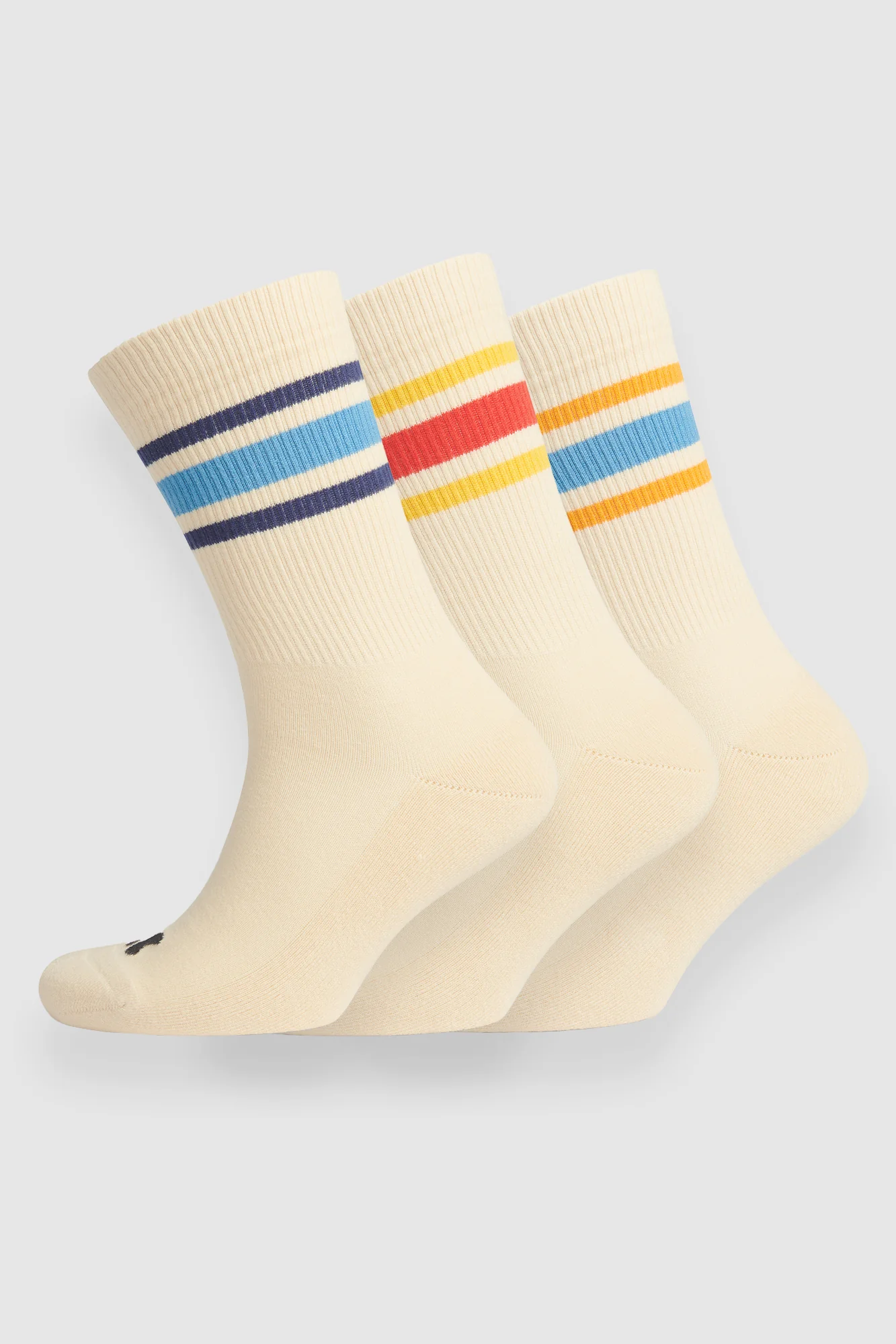Sports Cotton Sock Calf 3 Pack - Ecru Multi Blue
