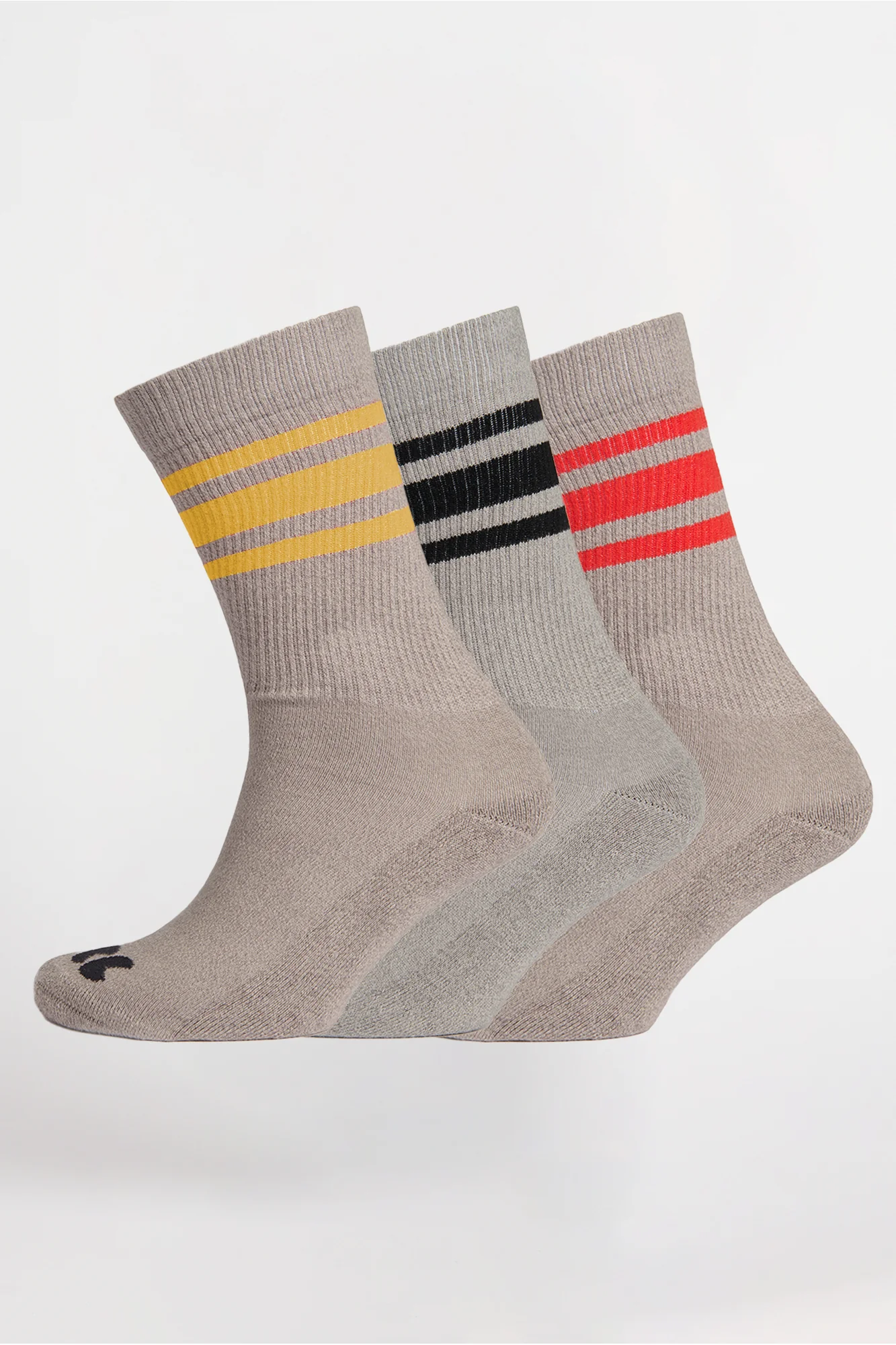 Sports Cotton Sock Calf 3 Pack - Grey/Mixed Stripe