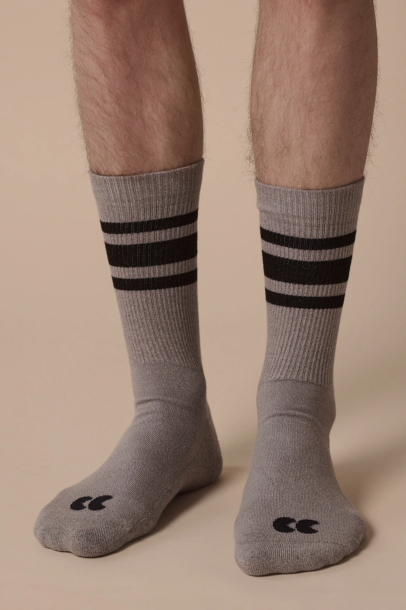Sports Cotton Sock Calf 3 Pack - Grey/Mixed Stripe - Image 3