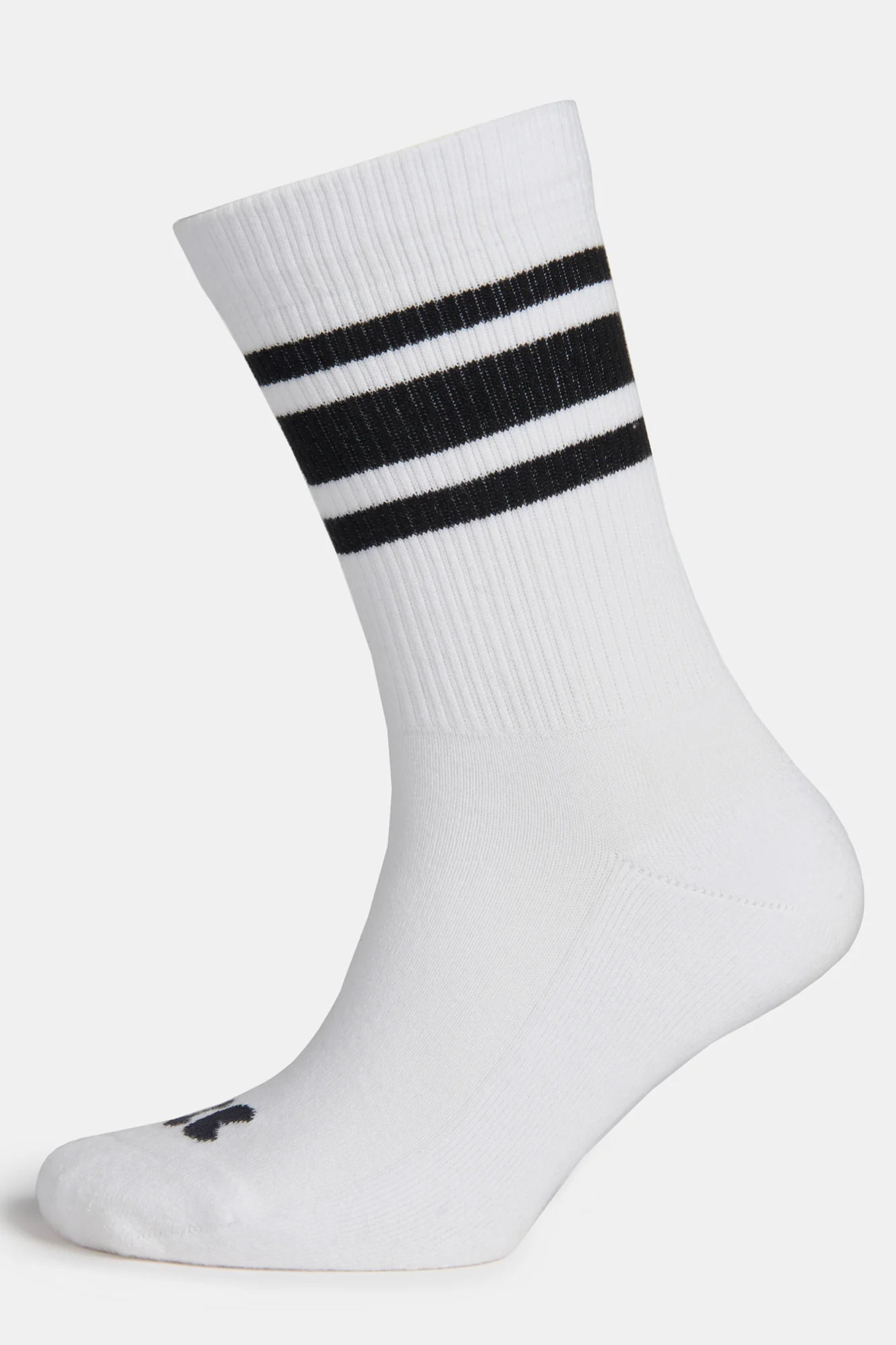 Sports Cotton Sock Calf 3 Pack - White/Black Stripe - Image 3