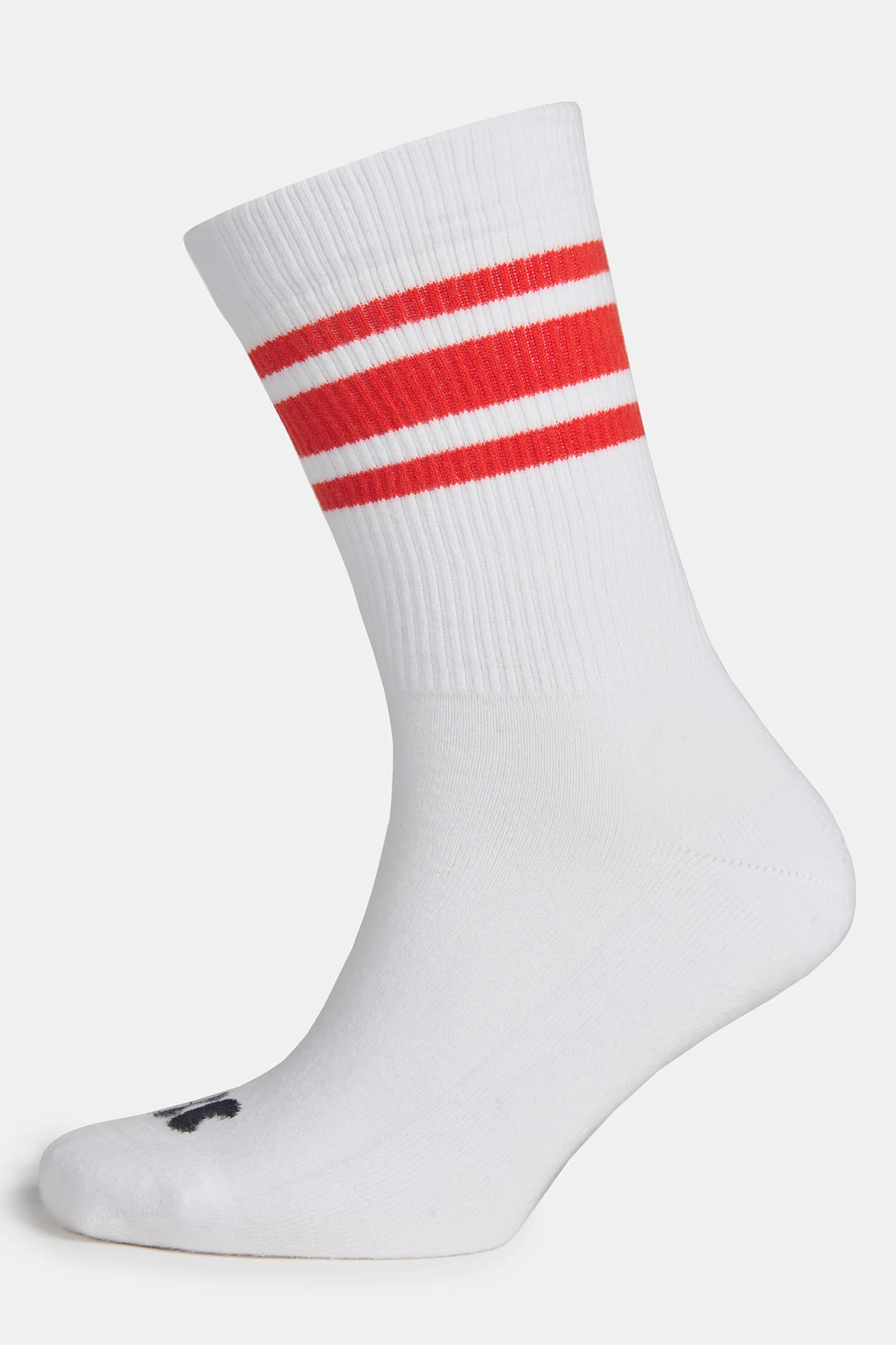 Sports Cotton Sock Calf 3 Pack - White/Flame Red Stripe - Image 3