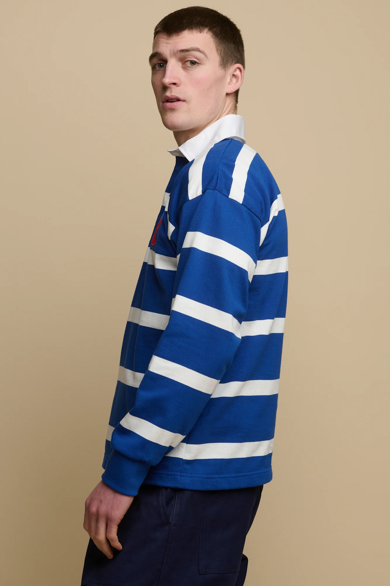 Striped Logo Rugby Shirt - Blue/White/Red - Image 3